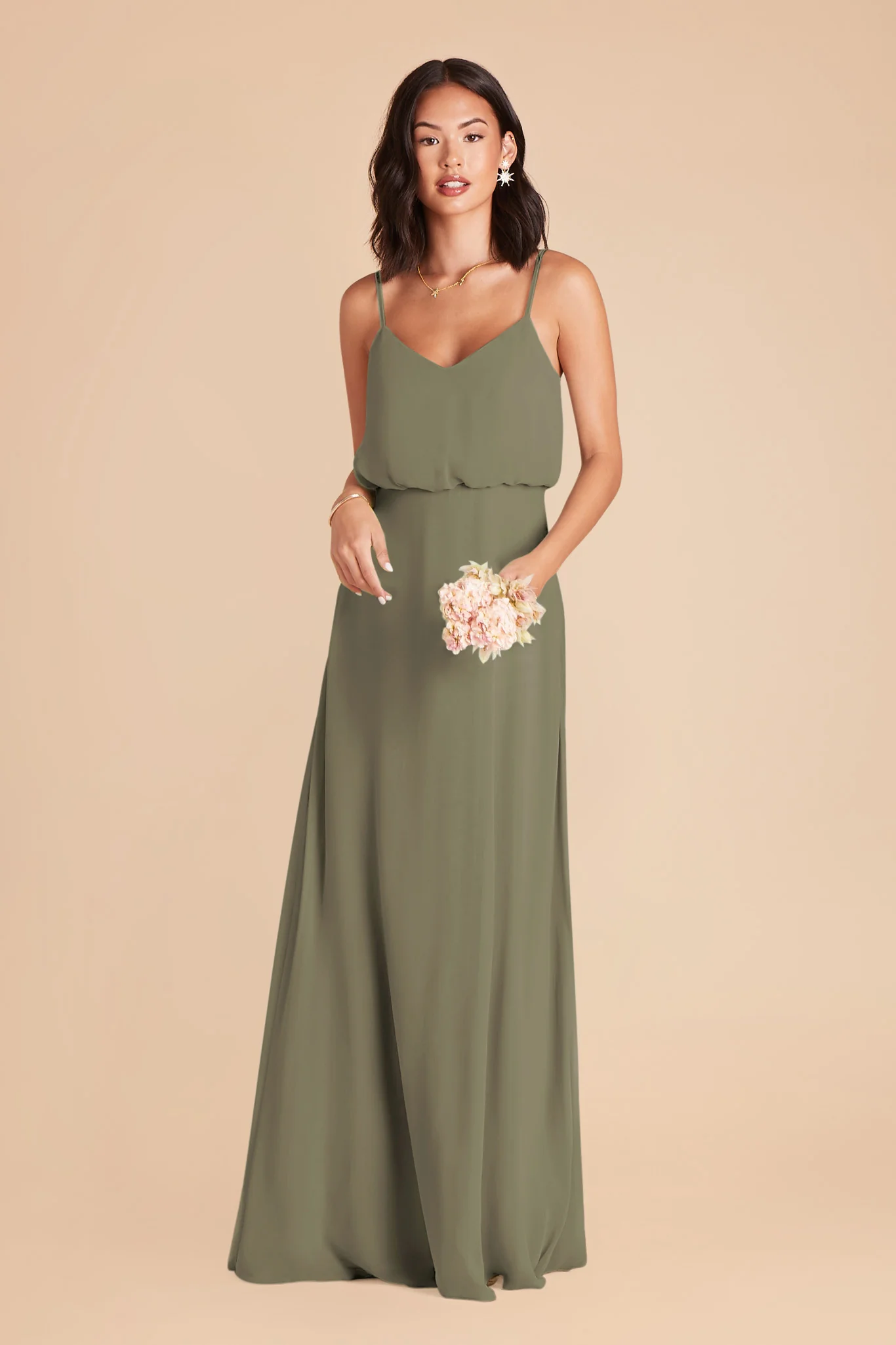 Gwennie Chiffon Dress - Thyme - Image 3
