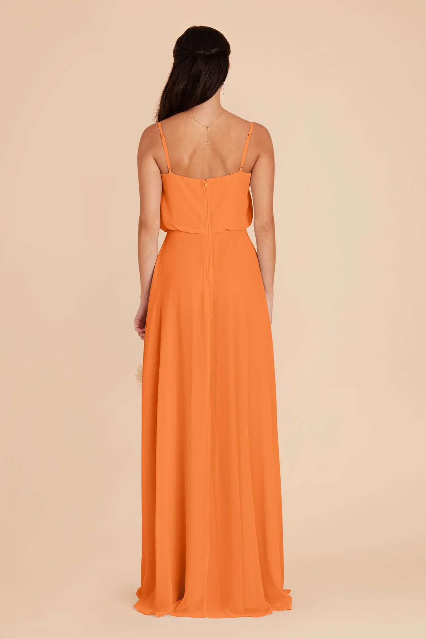 Gwennie Chiffon Dress With Slit - Apricot - Image 5