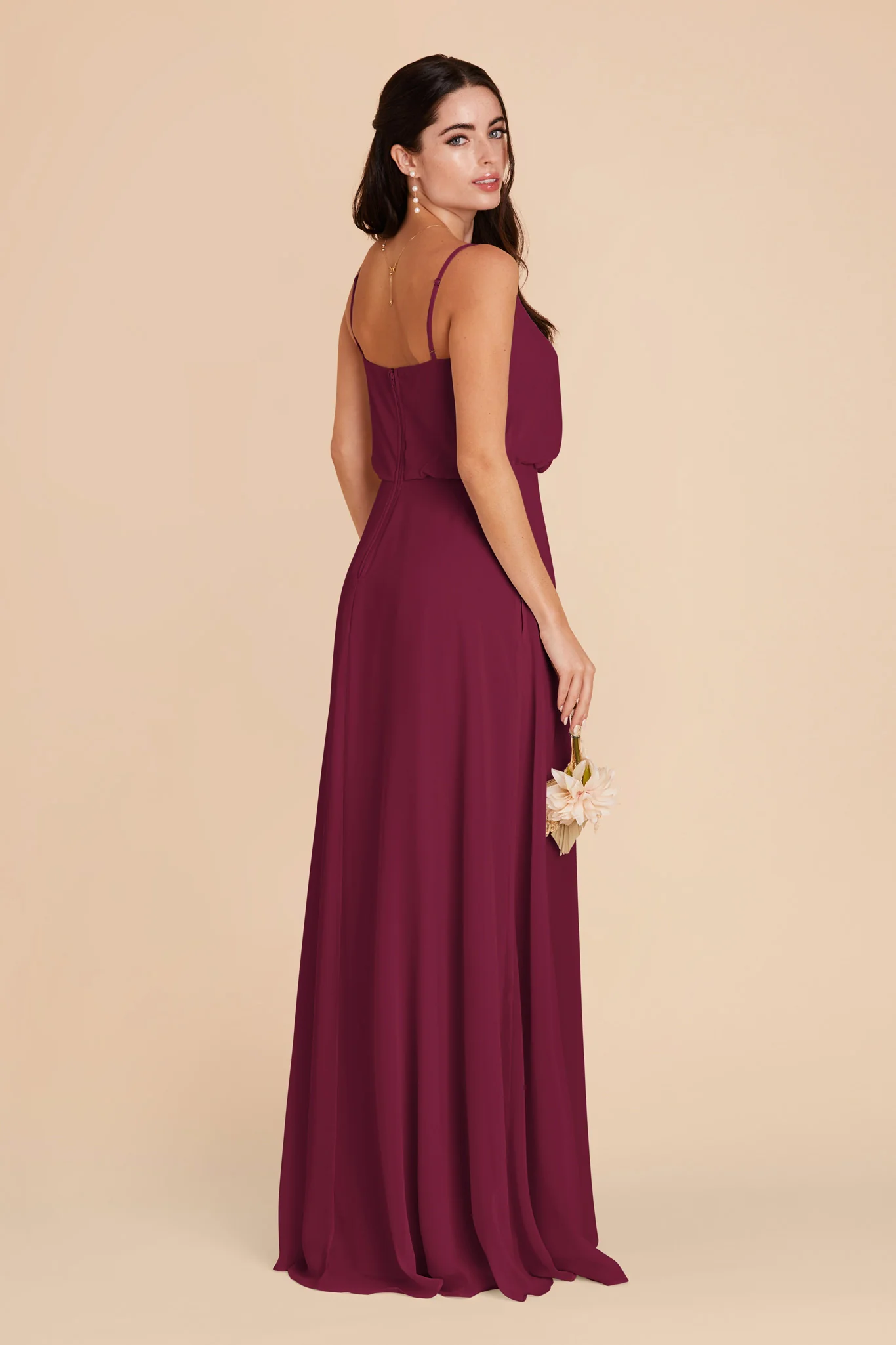 Gwennie Chiffon Dress With Slit - Berry - Image 5