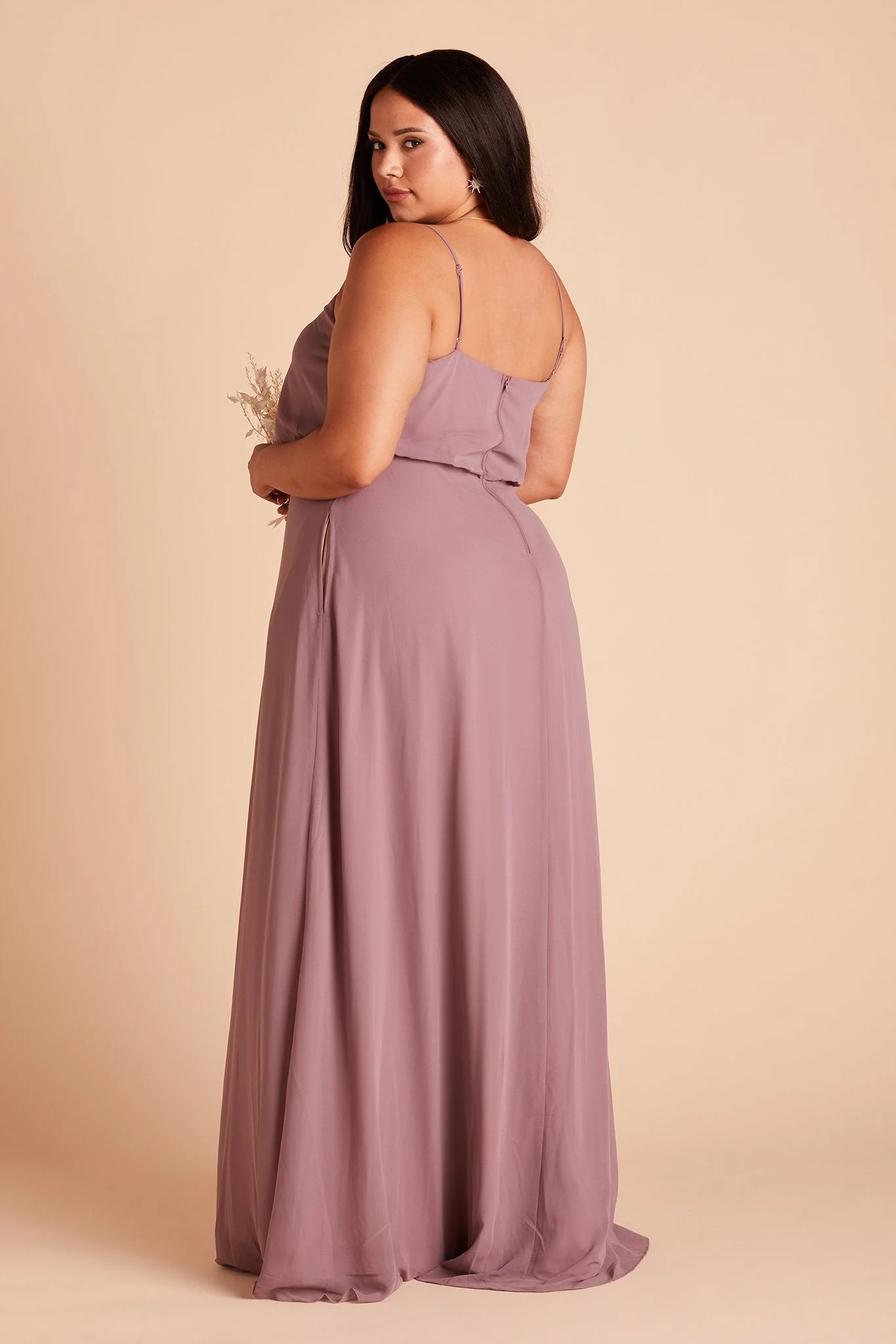 Gwennie Chiffon Dress With Slit - Dark Mauve - Image 10