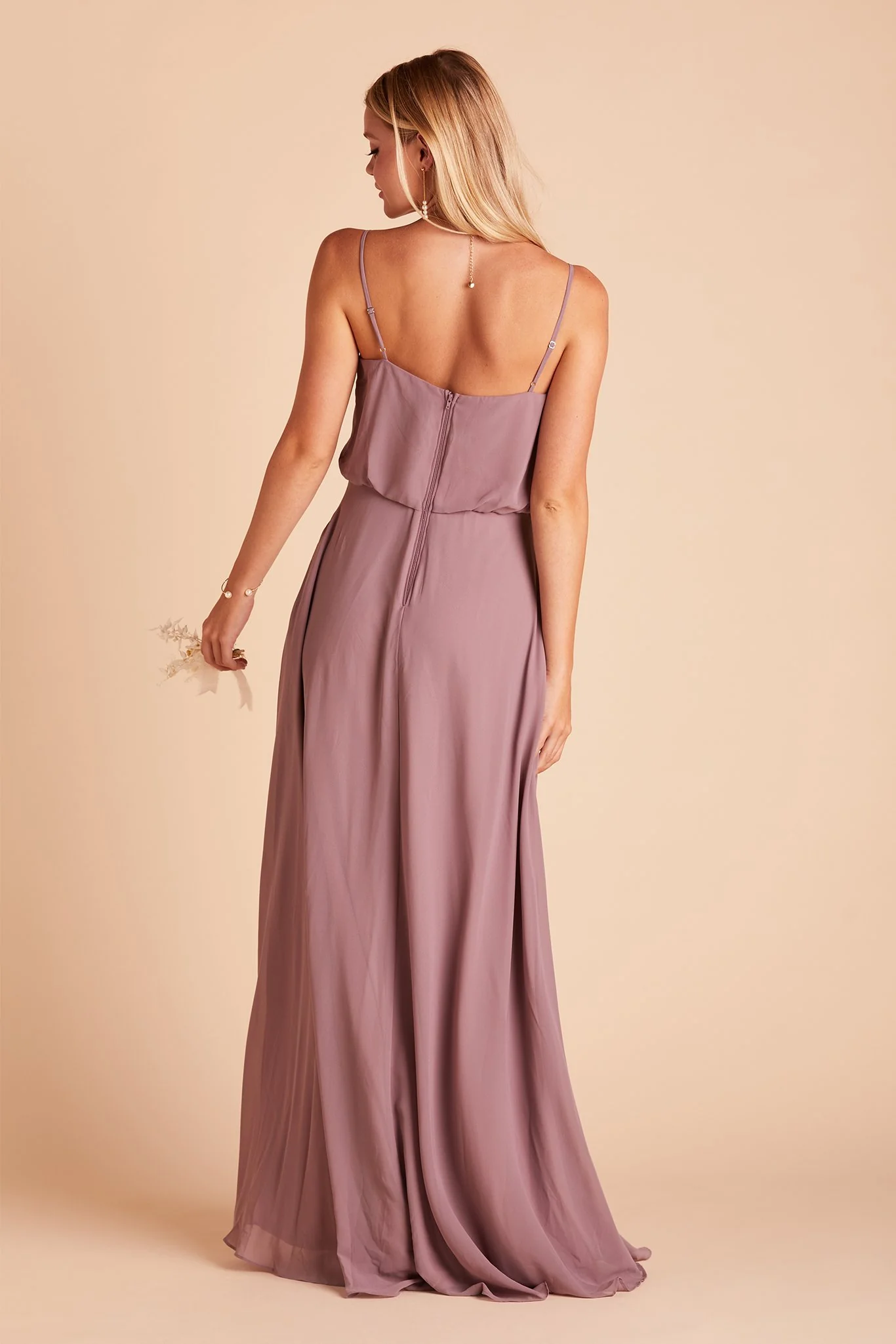 Gwennie Chiffon Dress With Slit - Dark Mauve - Image 6