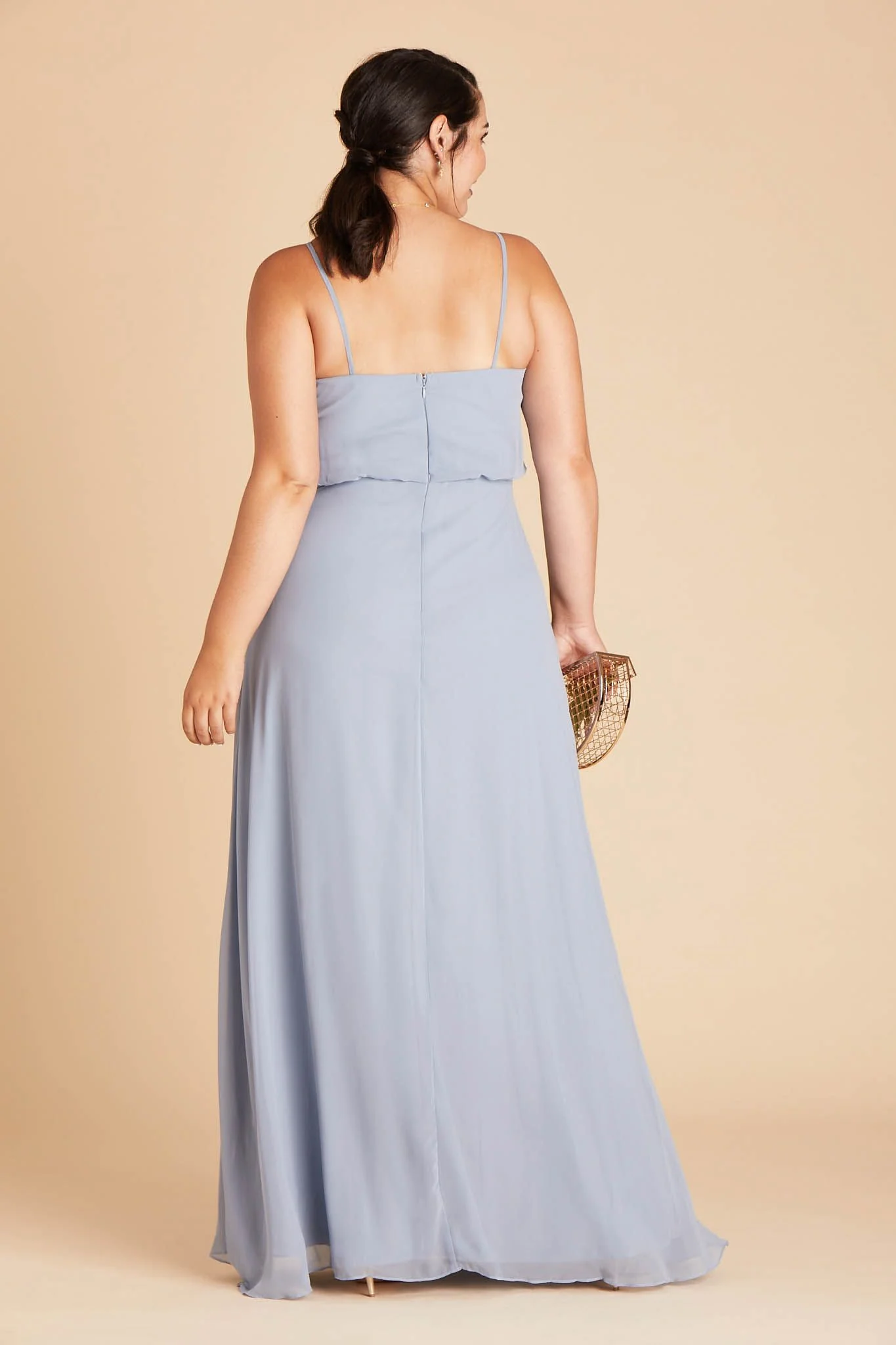 Gwennie Chiffon Dress With Slit - Dusty Blue - Image 8