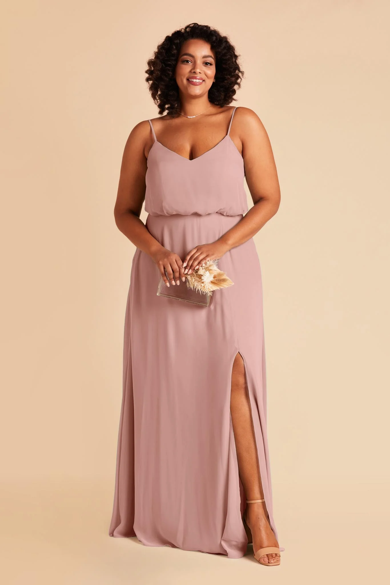 Gwennie Chiffon Dress With Slit - English Rose - Image 2