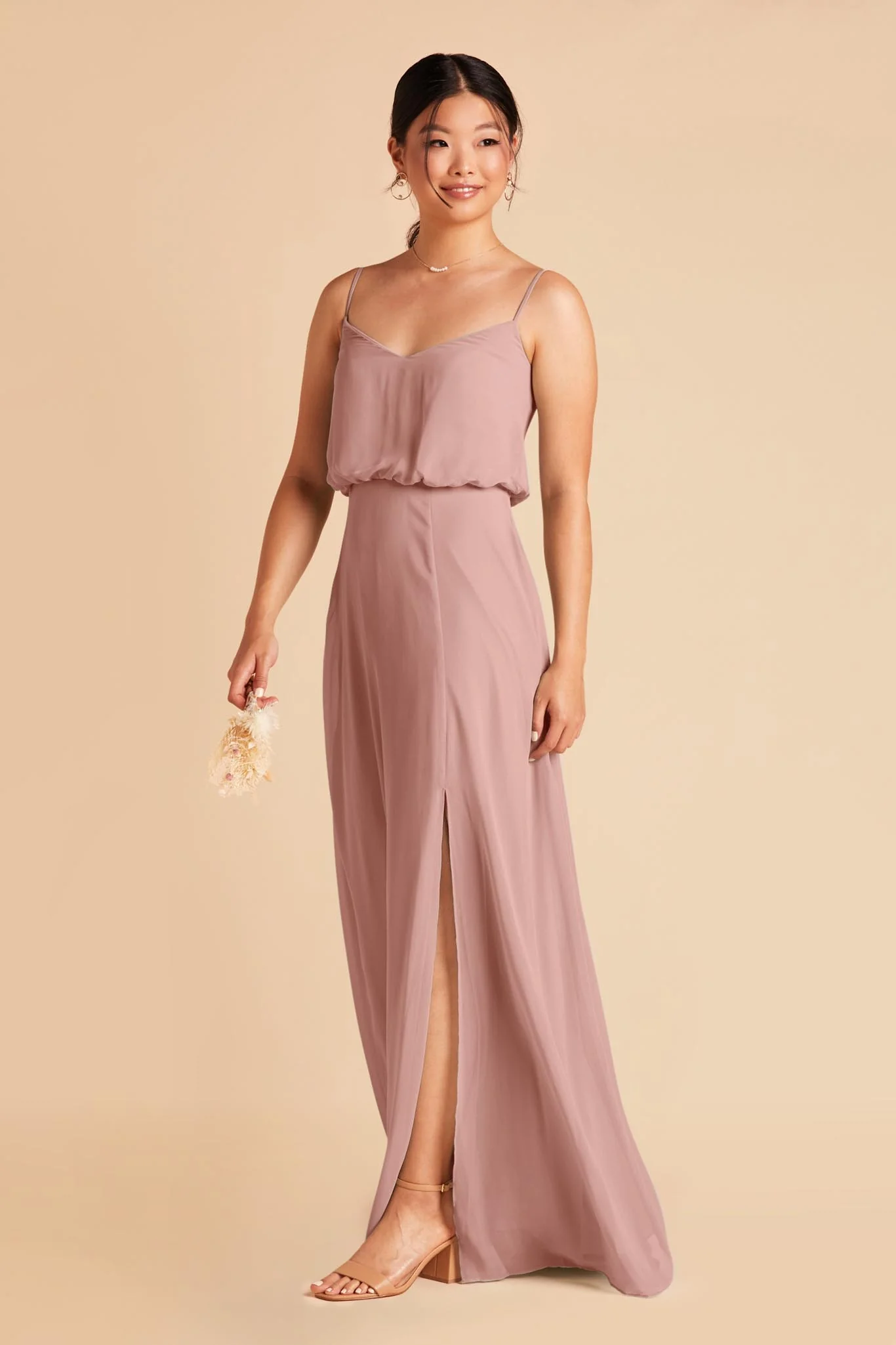 Gwennie Chiffon Dress With Slit - English Rose - Image 5