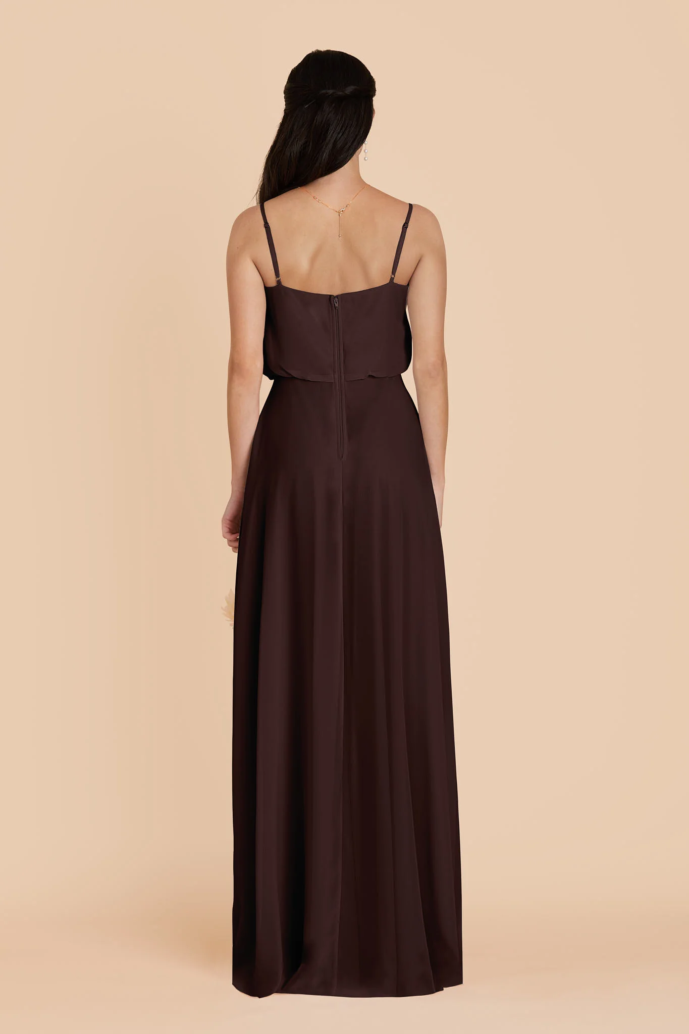 Gwennie Chiffon Dress With Slit - Espresso - Image 5