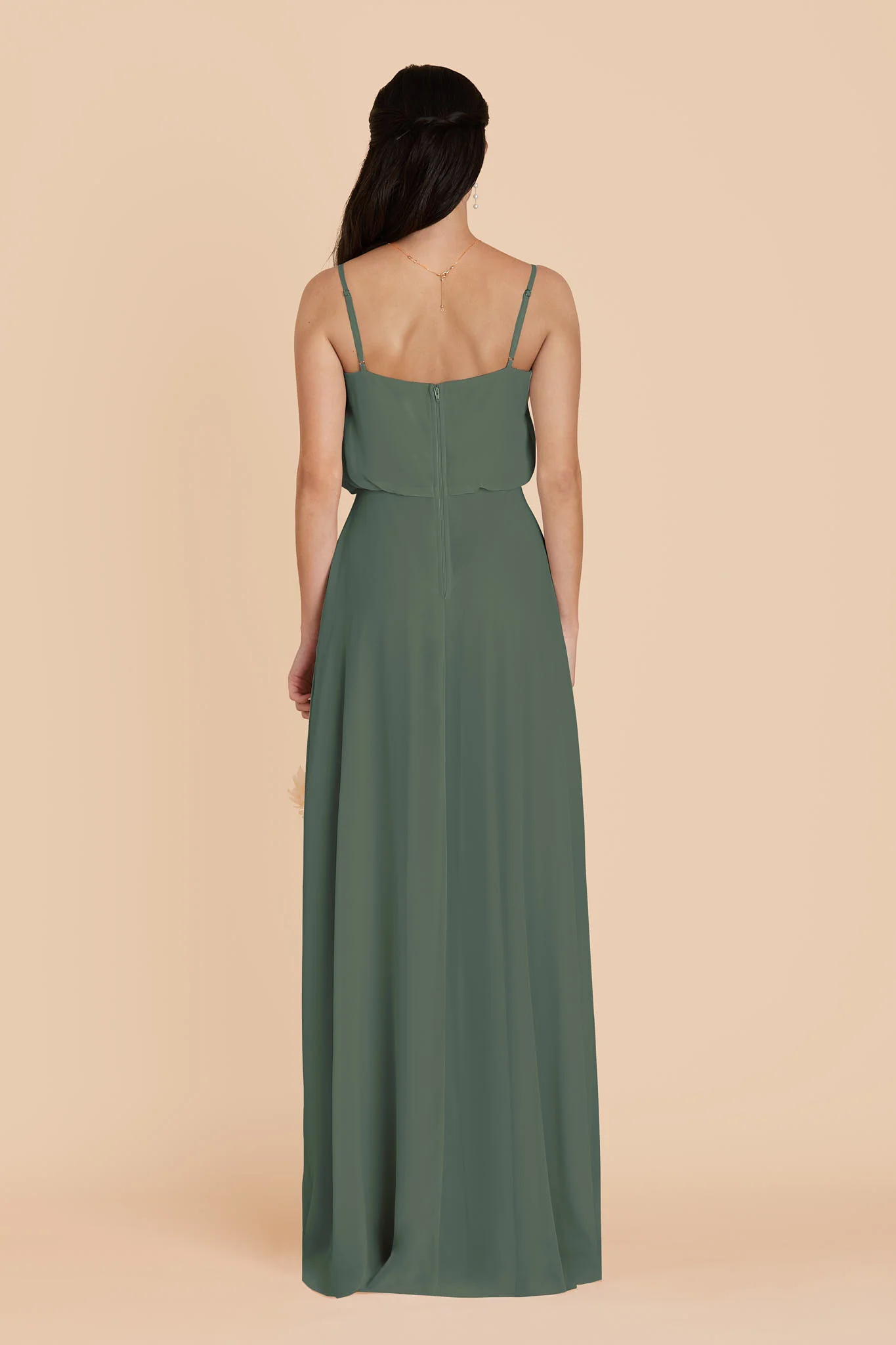 Gwennie Chiffon Dress With Slit - Eucalyptus - Image 5