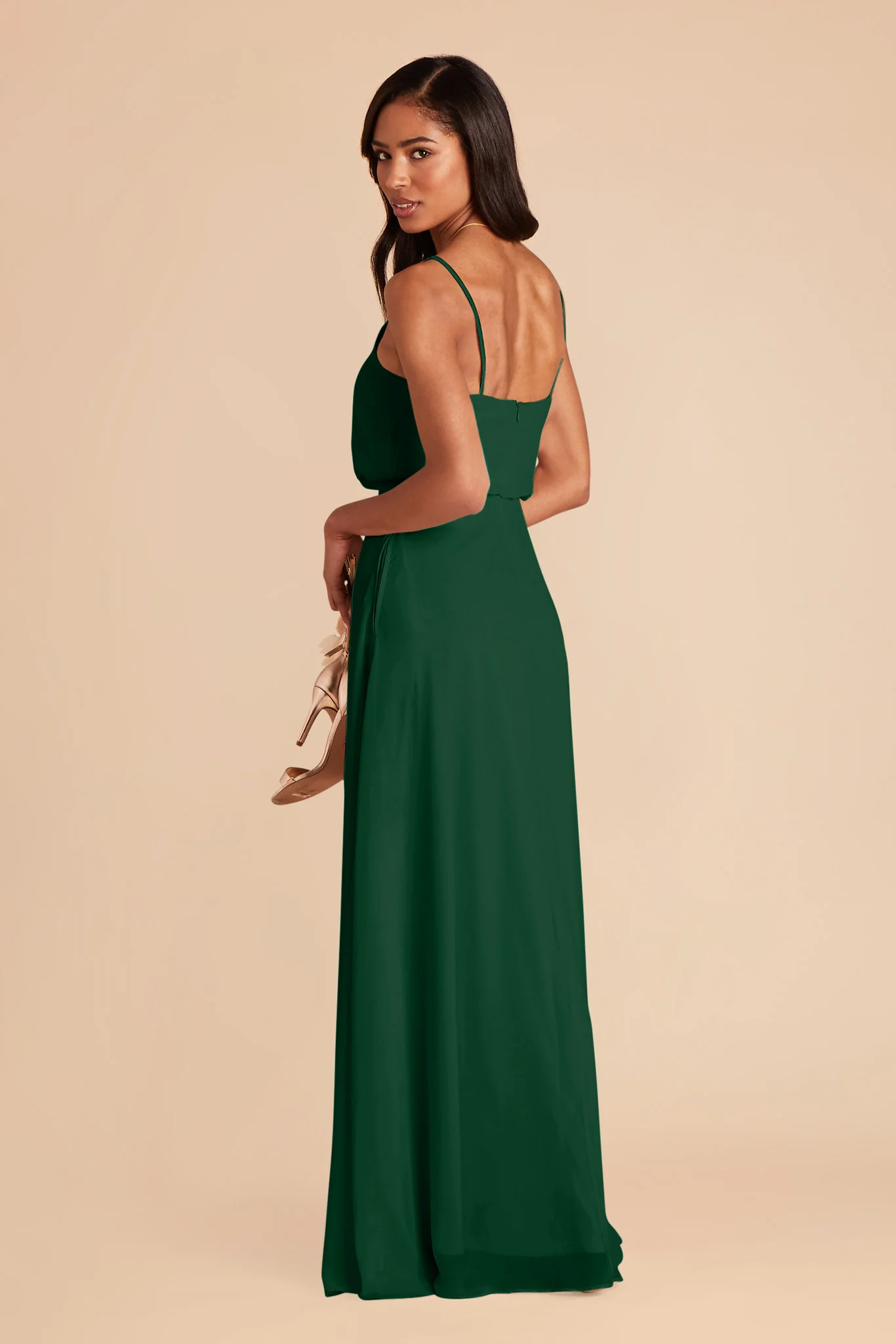 Gwennie Chiffon Dress With Slit - Forest Green - Image 6