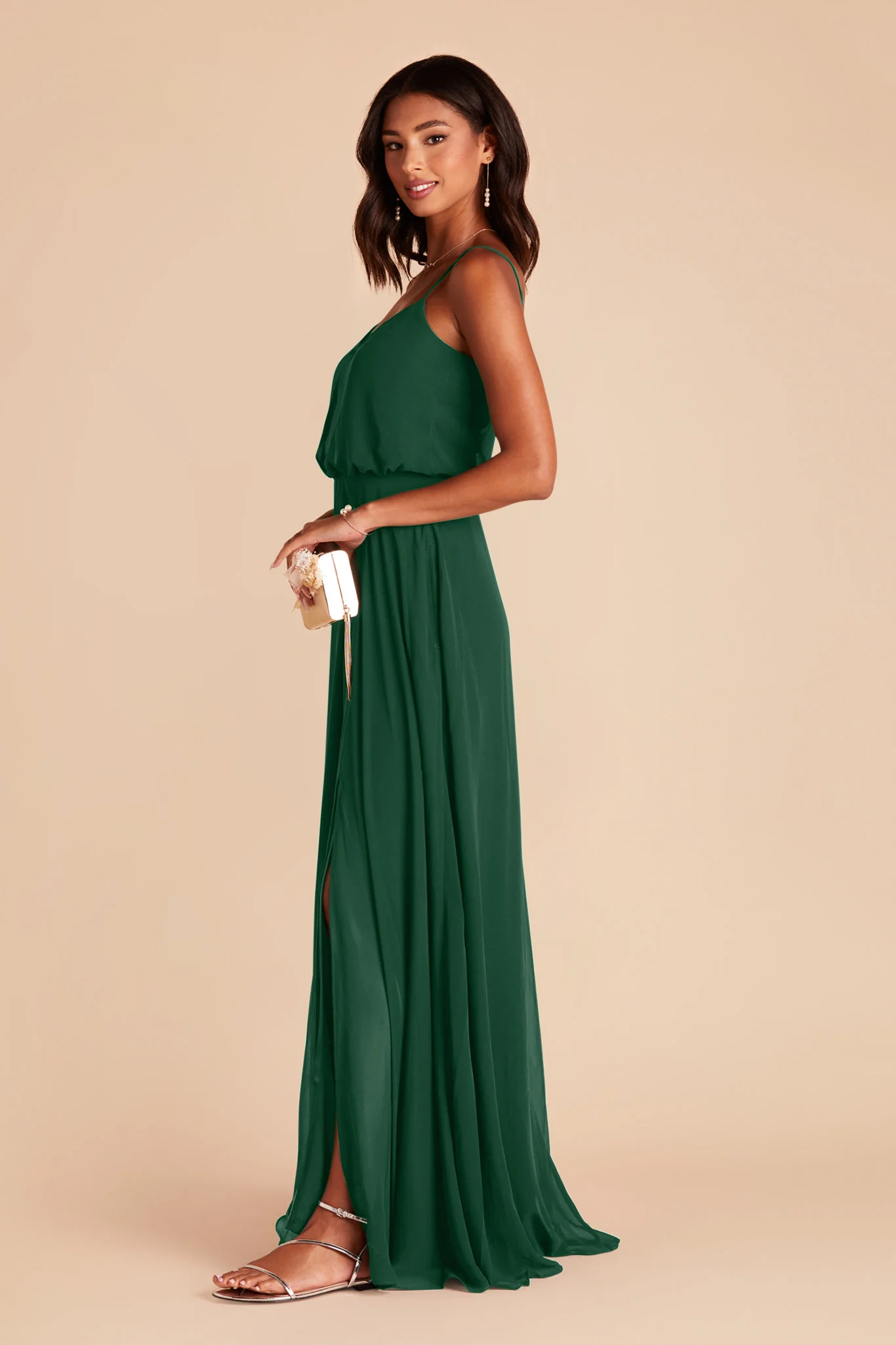 Gwennie Chiffon Dress With Slit - Forest Green - Image 7