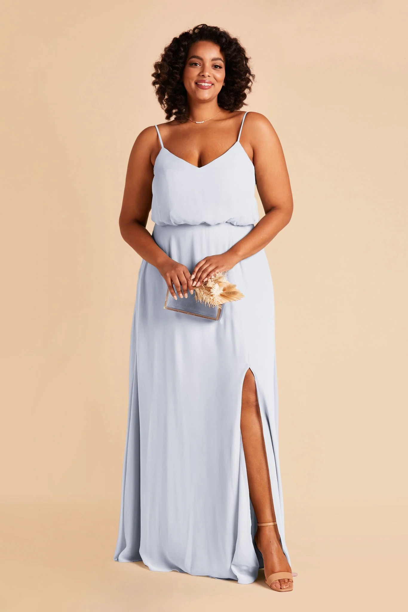 Gwennie Chiffon Dress With Slit - Ice Blue - Image 14