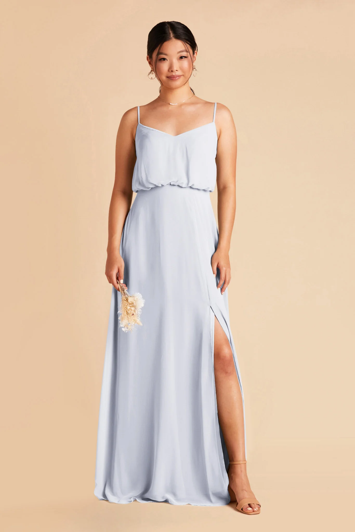 Gwennie Chiffon Dress With Slit - Ice Blue - Image 3