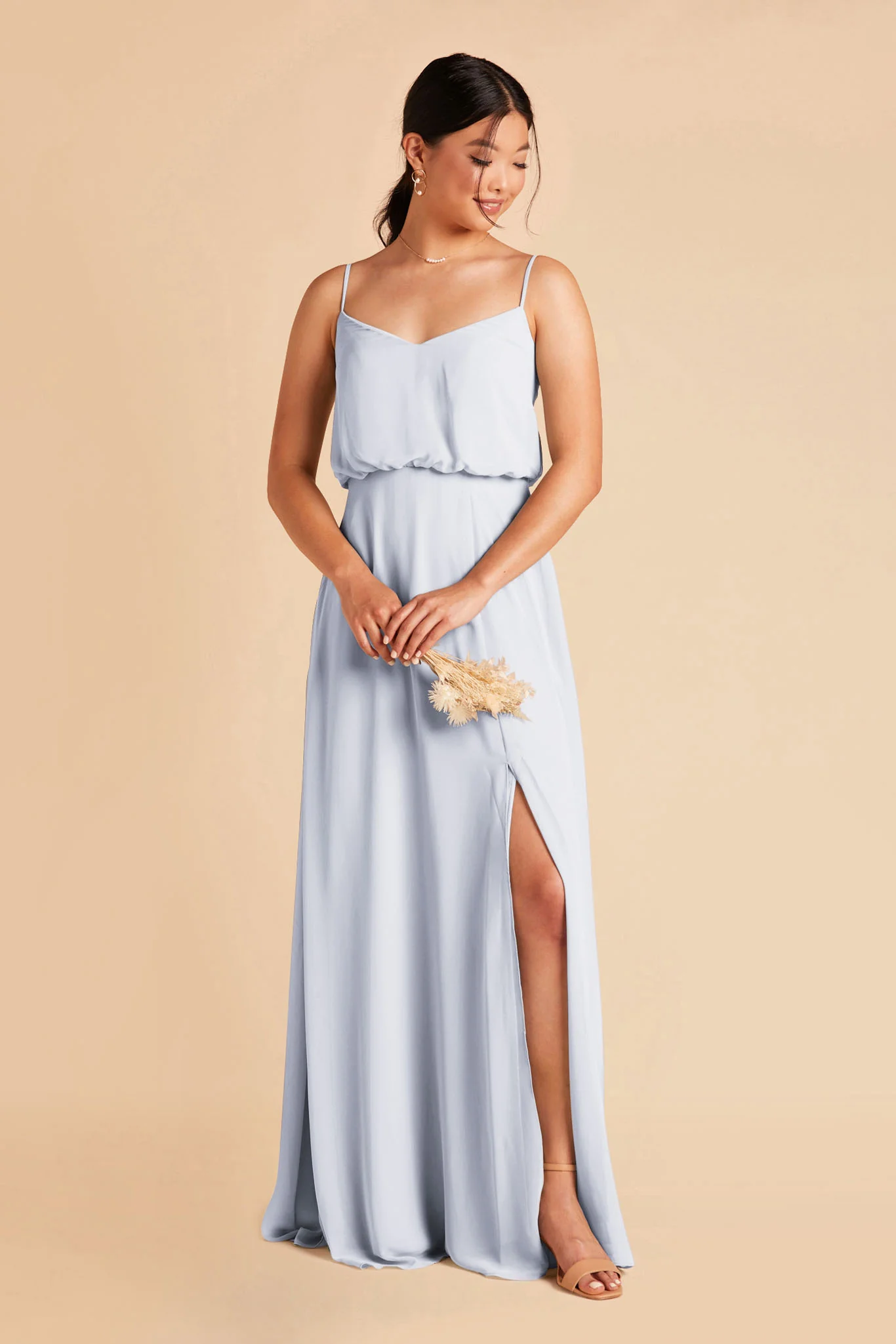 Gwennie Chiffon Dress With Slit - Ice Blue - Image 4