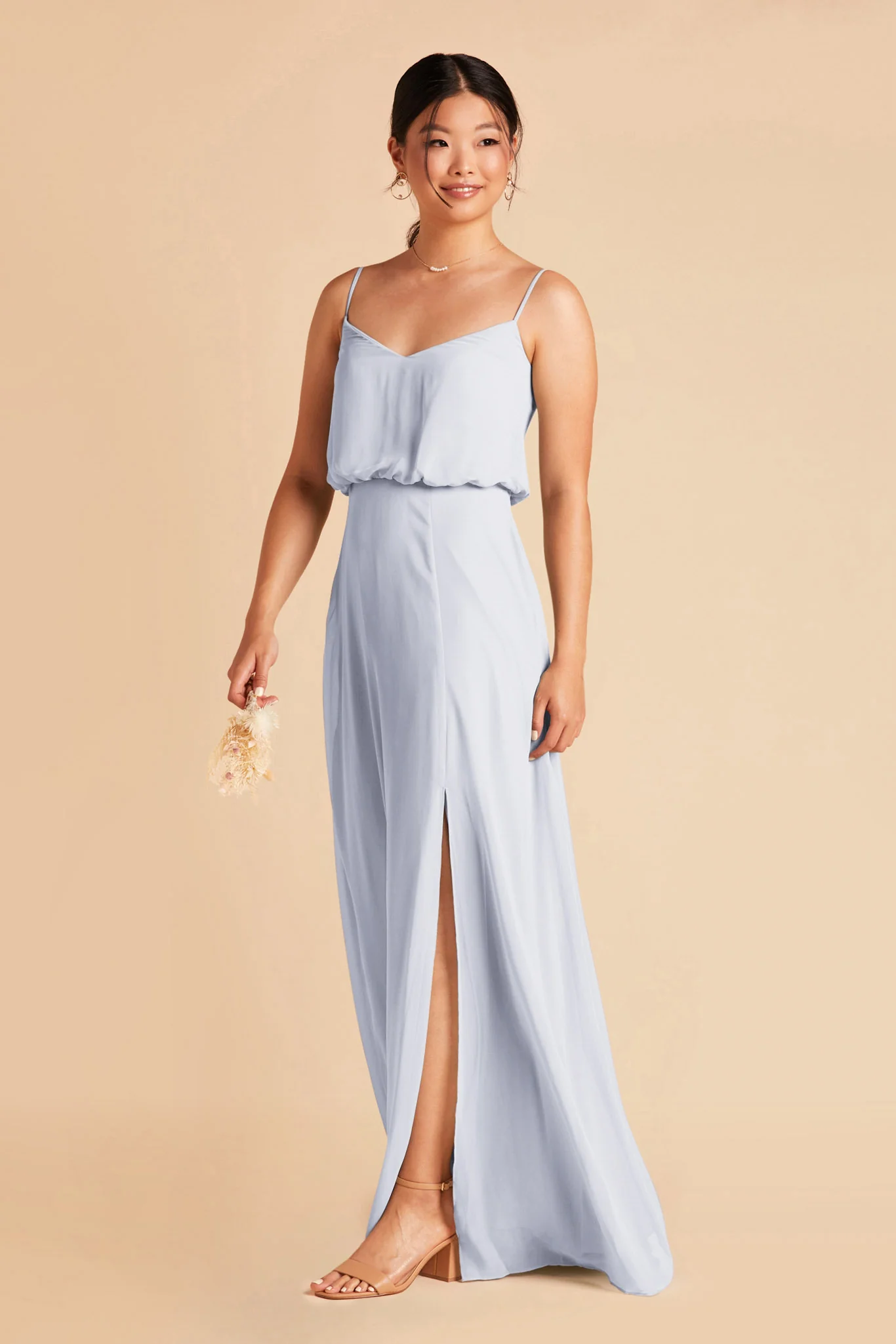 Gwennie Chiffon Dress With Slit - Ice Blue - Image 5