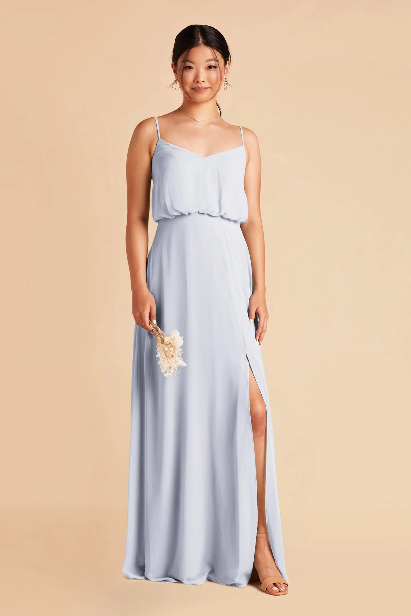 Gwennie Chiffon Dress With Slit - Ice Blue - Image 6