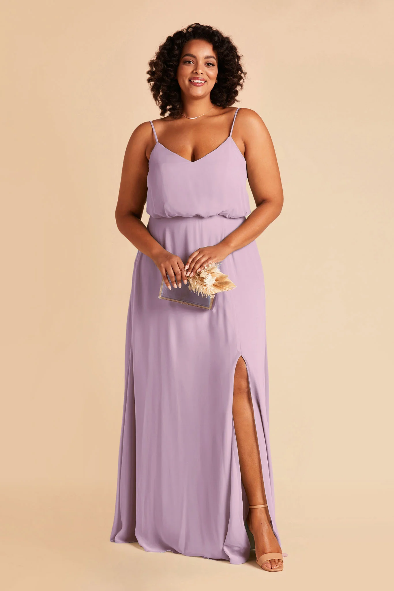 Gwennie Chiffon Dress With Slit - Lavender - Image 2