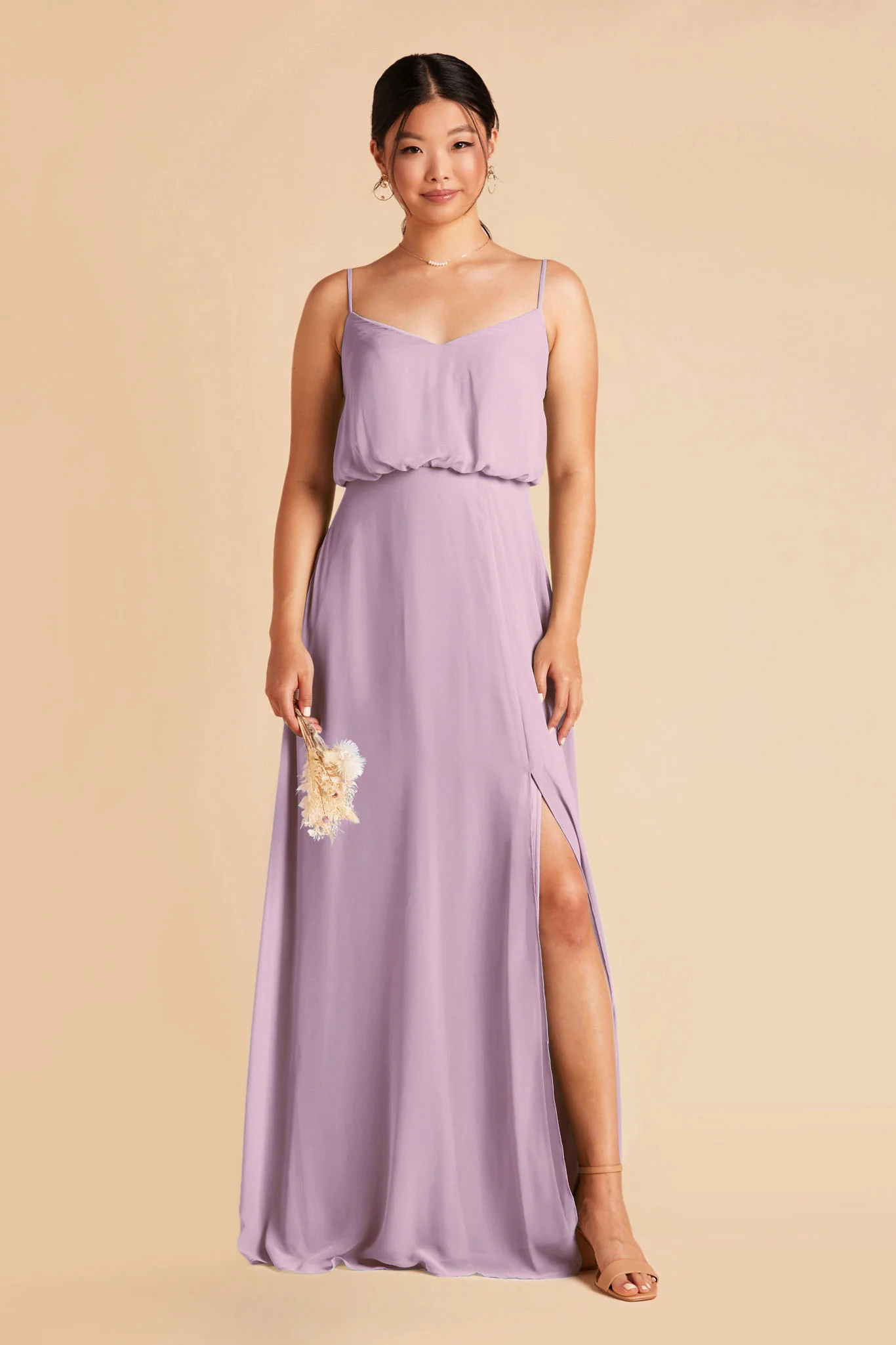 Gwennie Chiffon Dress With Slit - Lavender - Image 3