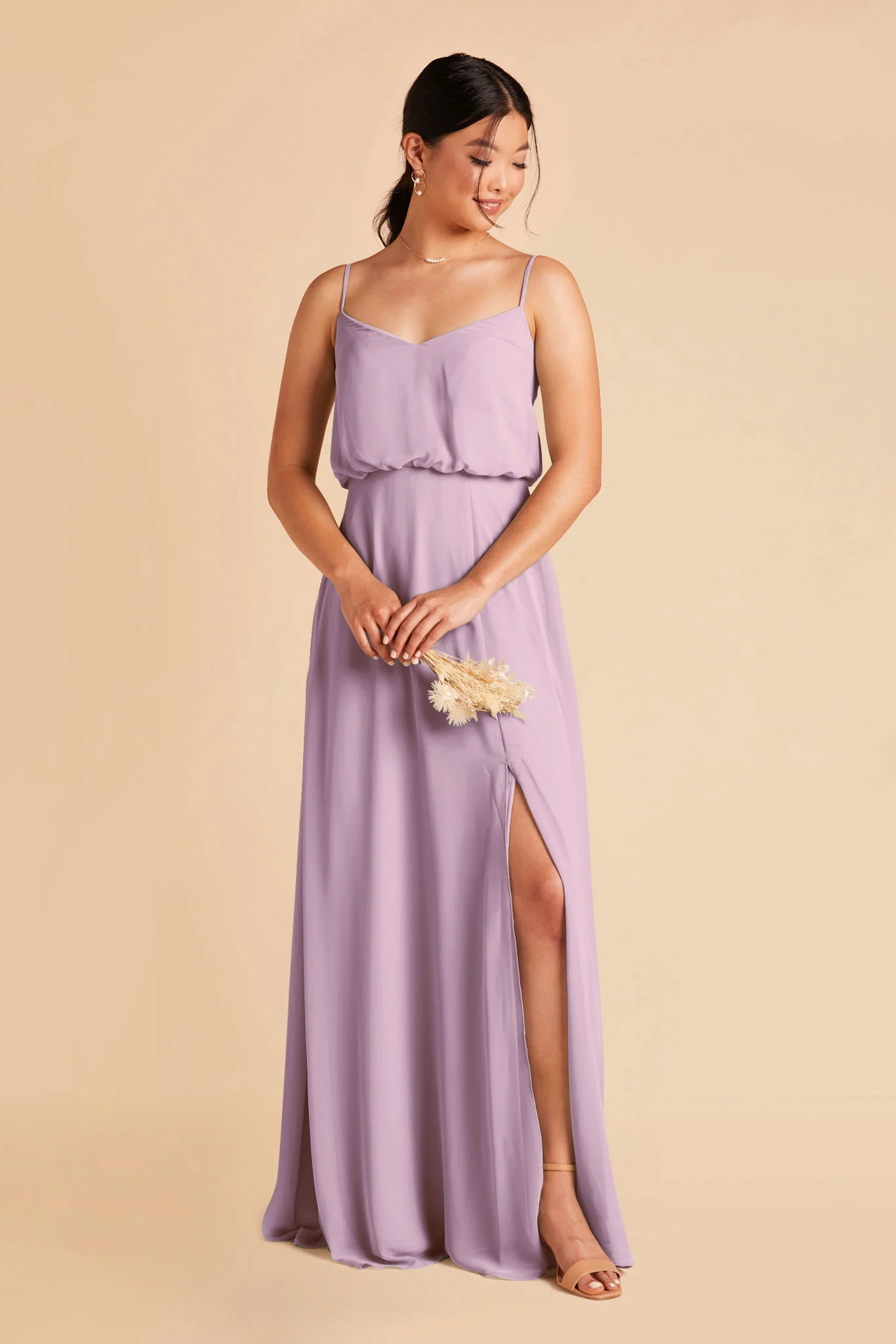 Gwennie Chiffon Dress With Slit - Lavender - Image 4