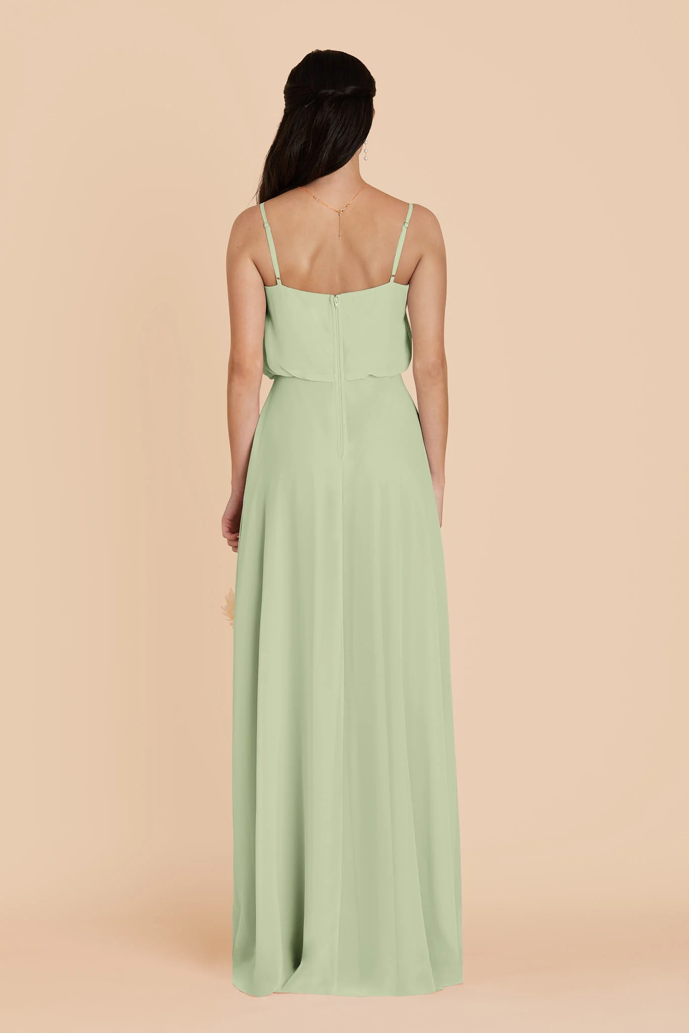 Gwennie Chiffon Dress With Slit - Pistachio - Image 5
