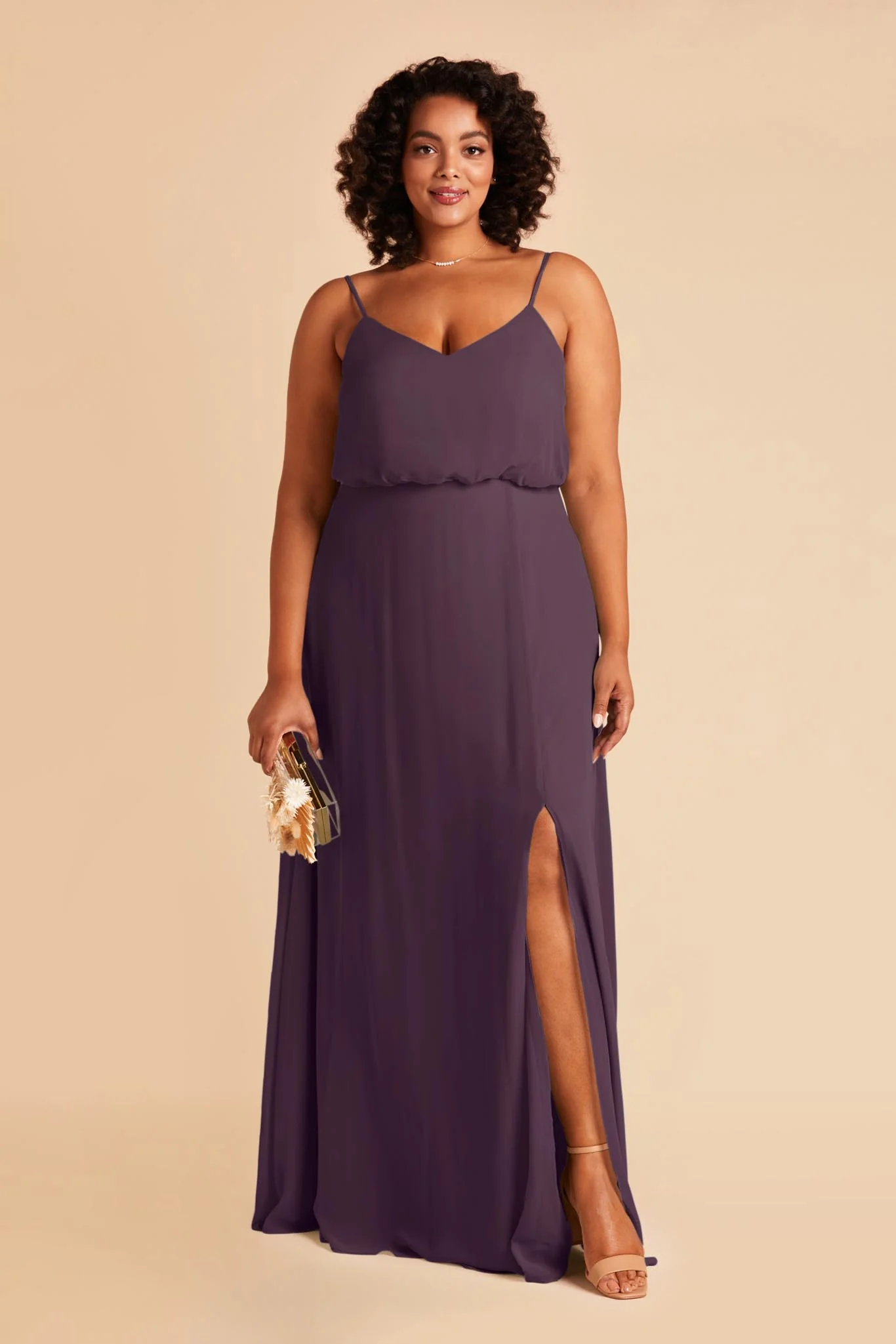 Gwennie Chiffon Dress With Slit - Plum - Image 6
