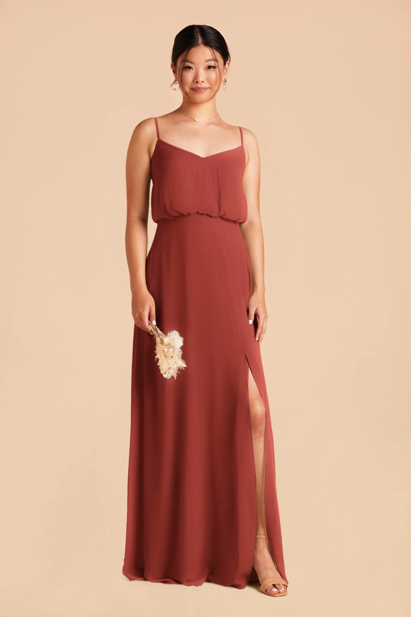 Gwennie Chiffon Dress With Slit - Spice - Image 3