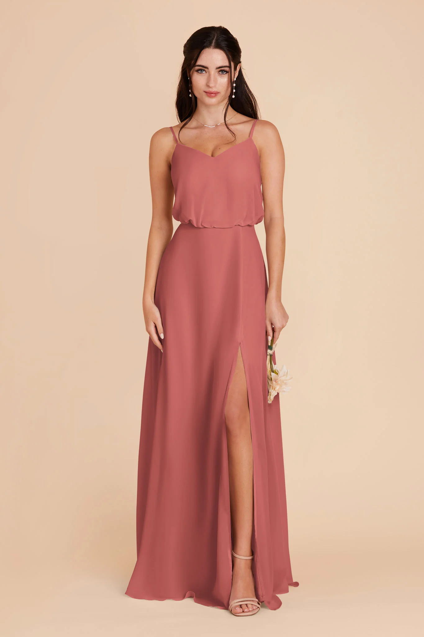 Gwennie Chiffon Dress With Slit - Wild Rose