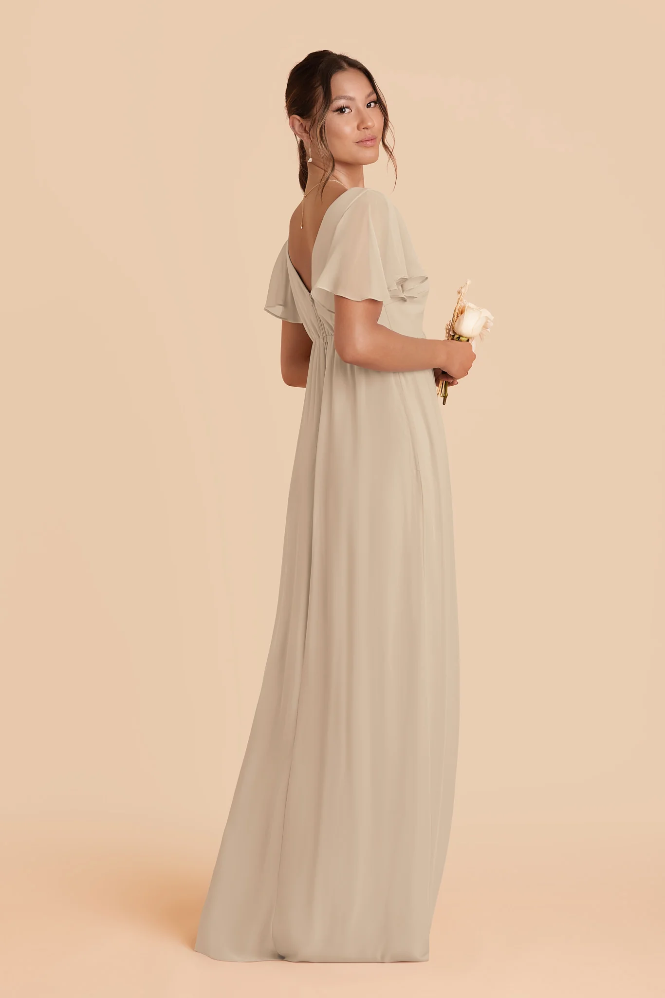 Hannah Chiffon Dress - Almond - Image 3