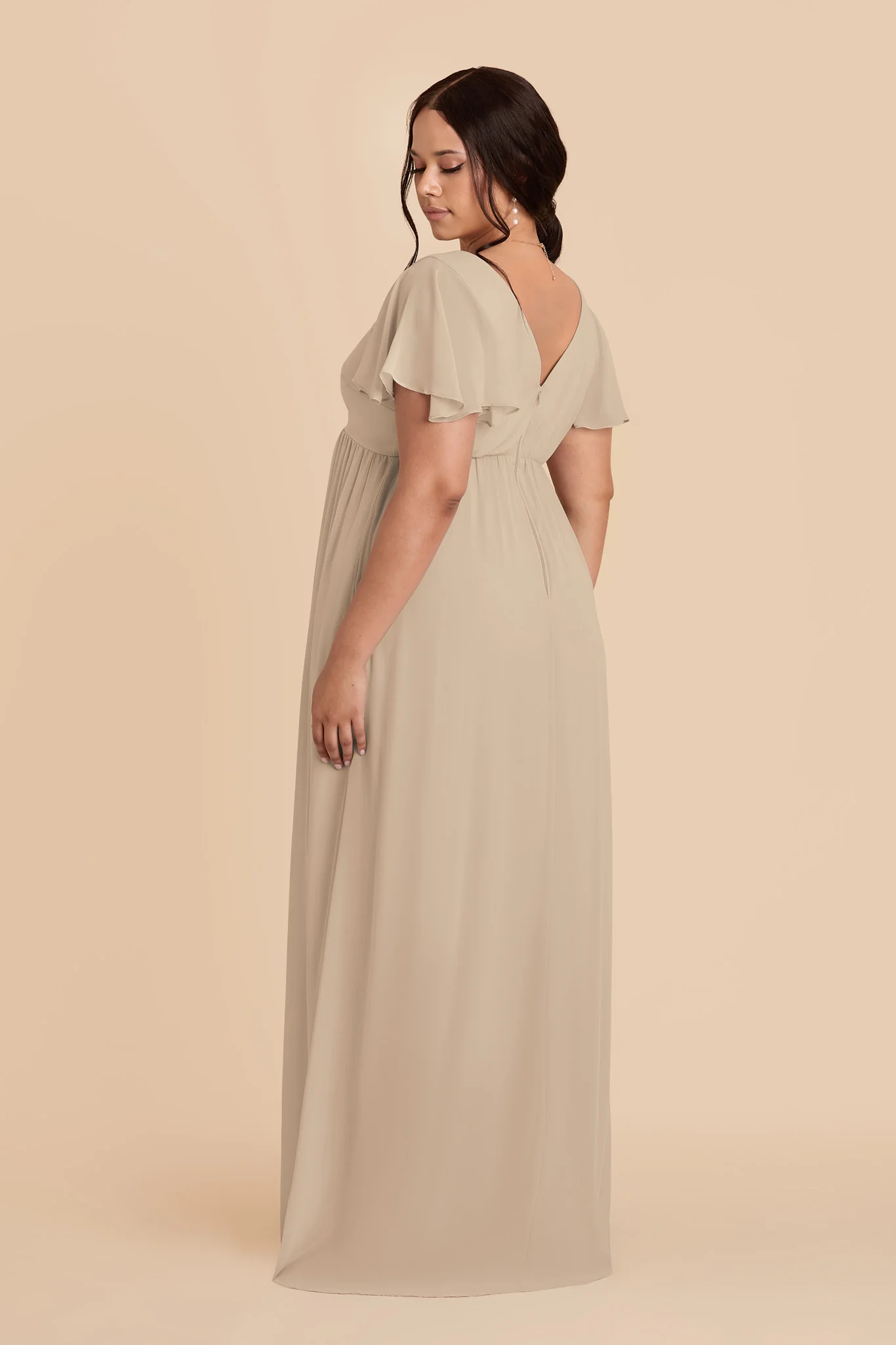 Hannah Chiffon Dress - Almond - Image 4