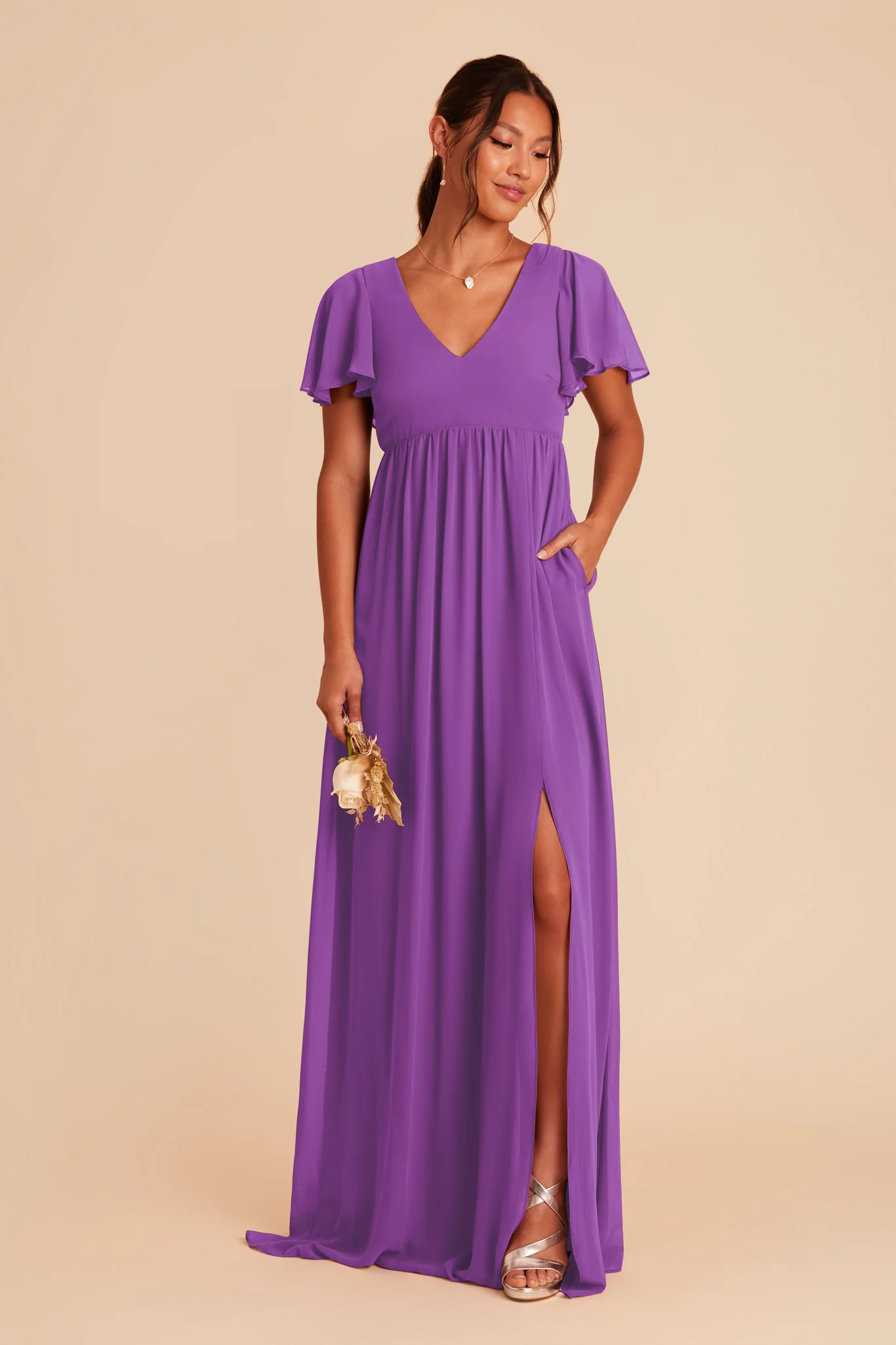 Hannah Chiffon Dress - Amethyst - Image 4