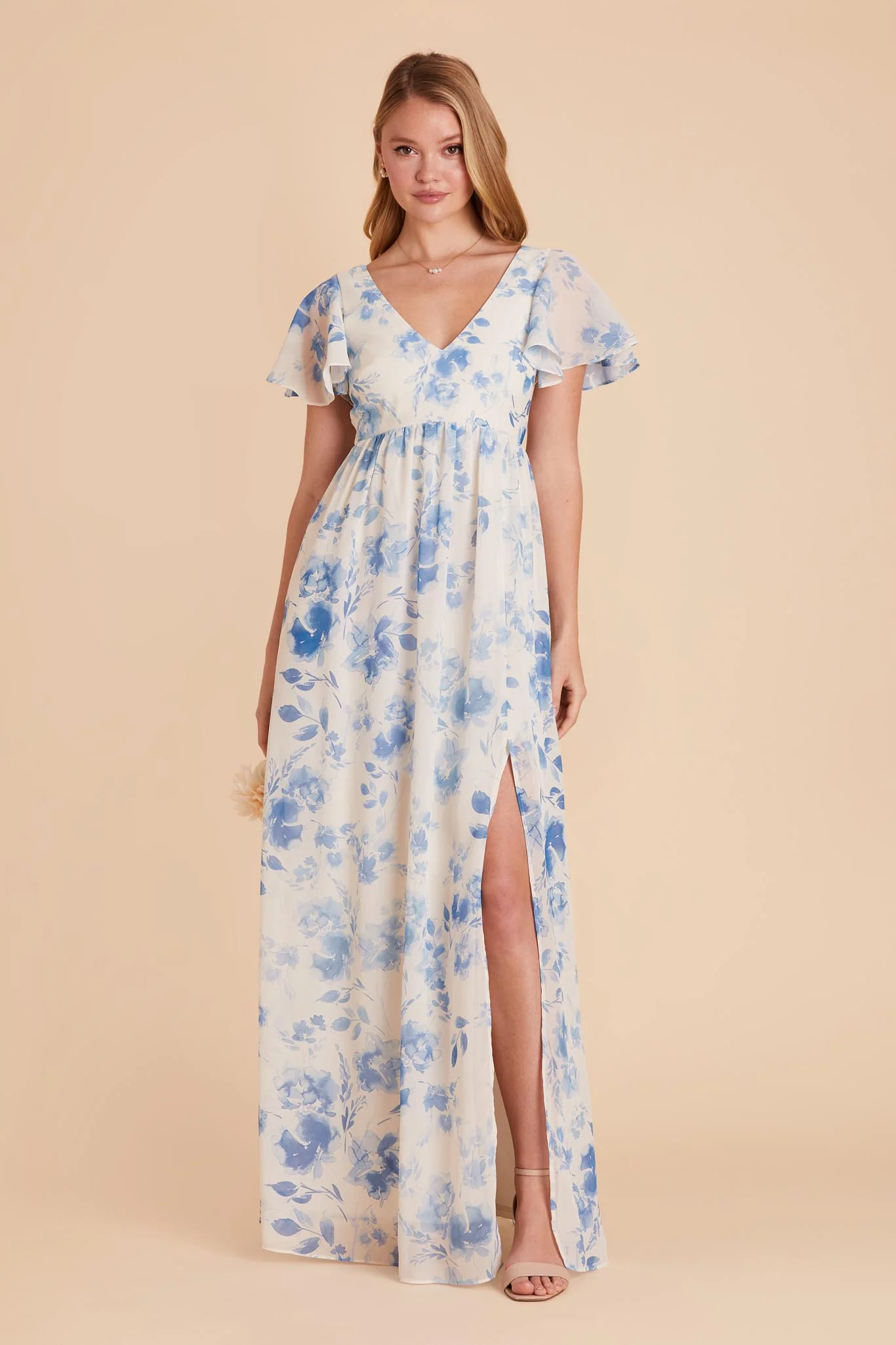 Hannah Chiffon Dress - Blue Rococo Floral - Image 5