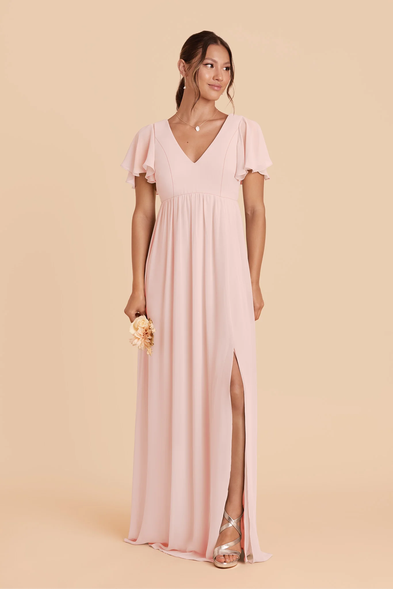 Hannah Chiffon Dress - Blush Pink