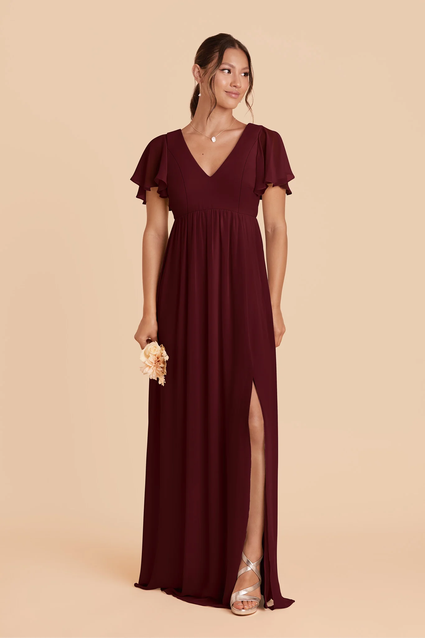 Hannah Chiffon Dress - Cabernet
