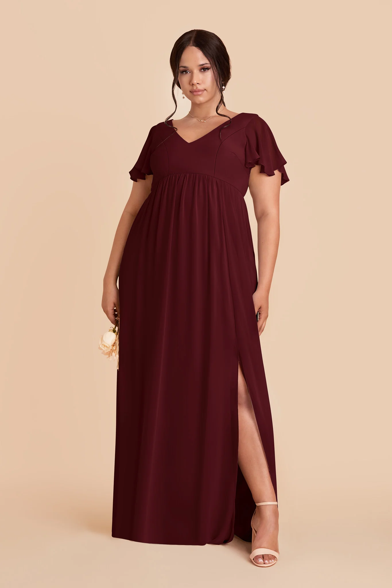 Hannah Chiffon Dress - Cabernet - Image 2
