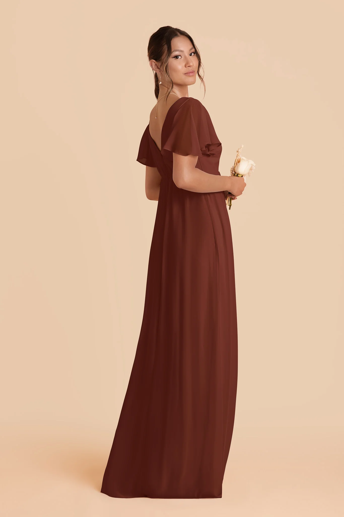 Hannah Chiffon Dress - Cognac - Image 4