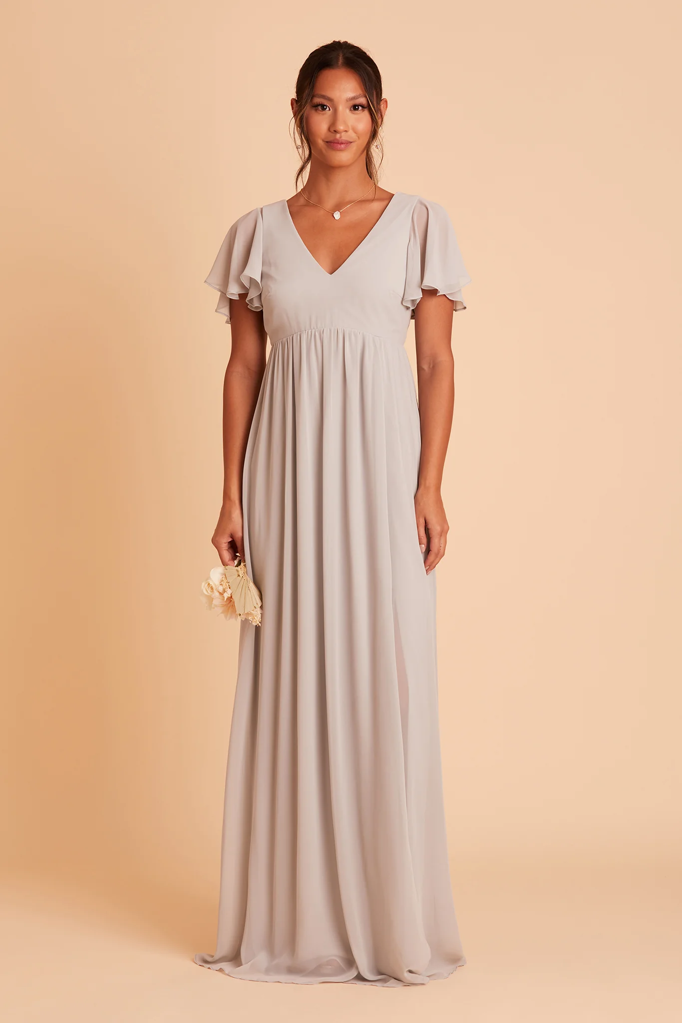 Hannah Chiffon Dress - Dove Gray - Image 5