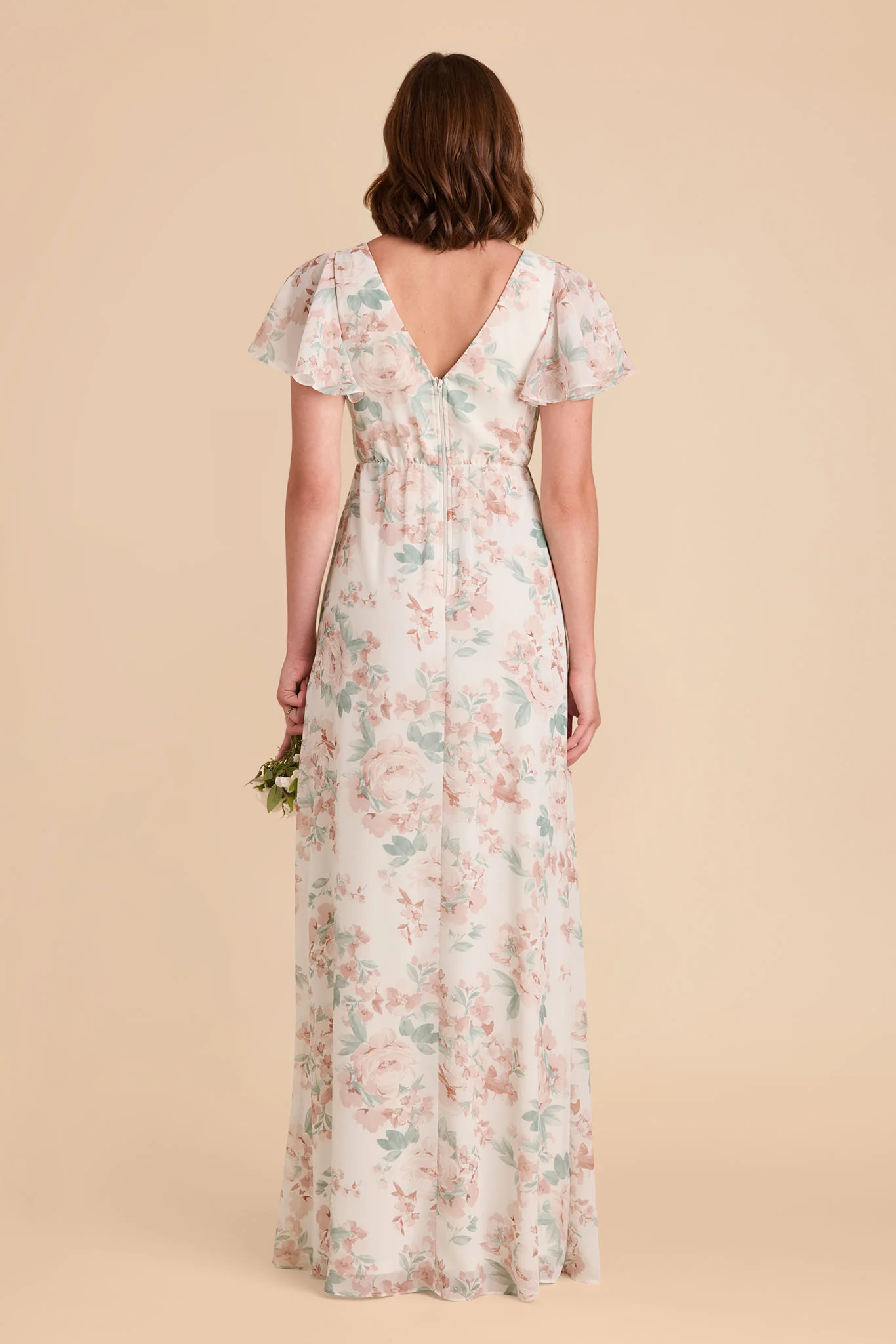 Hannah Chiffon Dress - Dusty Apricot Peonies - Image 4