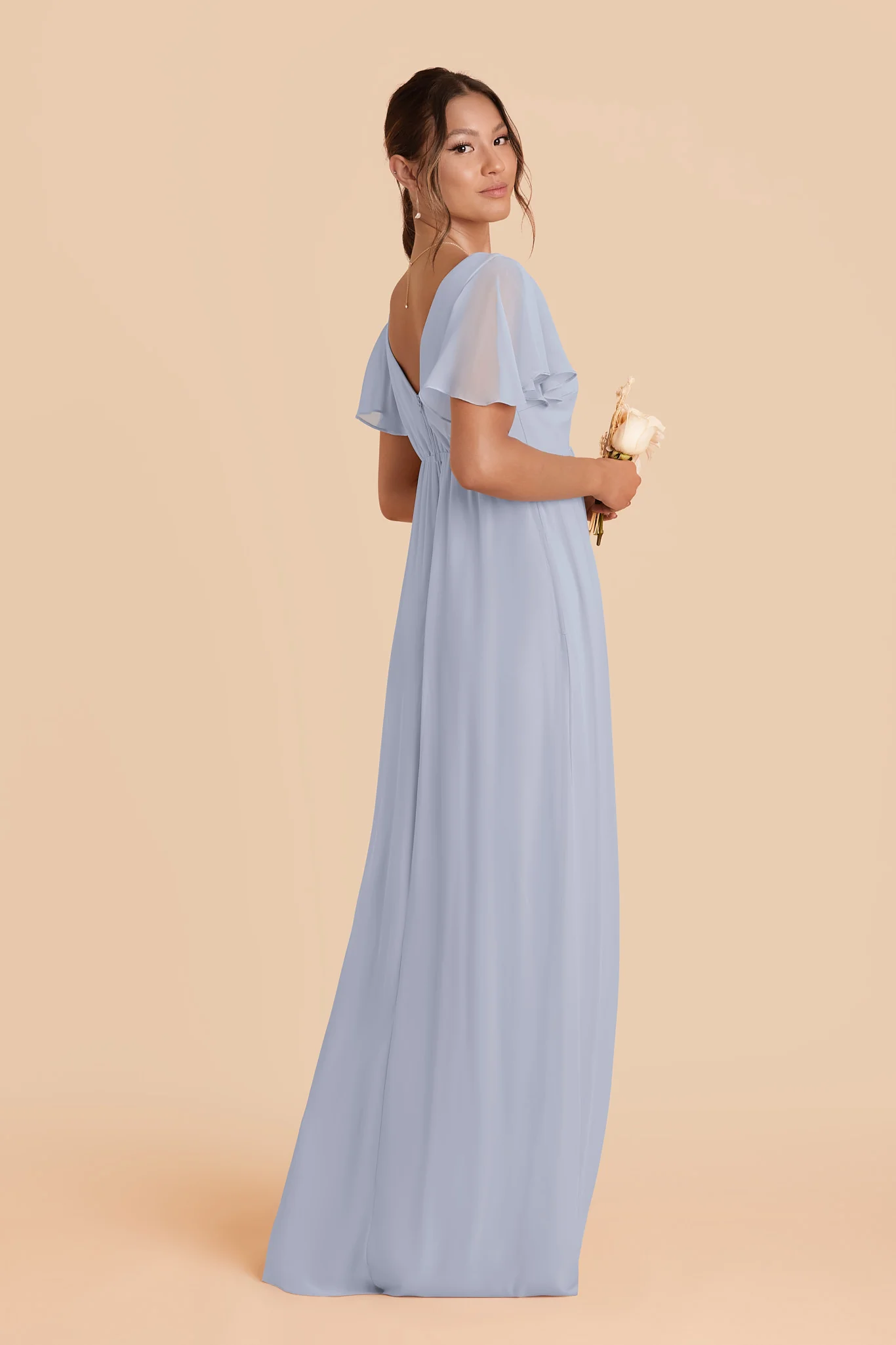Hannah Chiffon Dress - Dusty Blue - Image 3