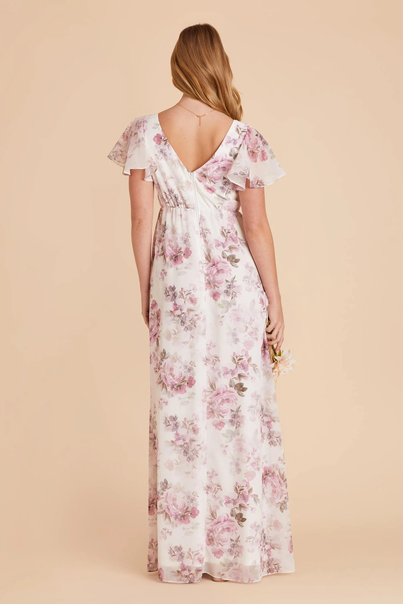 Hannah Chiffon Dress - Dusty Pink Peonies - Image 10
