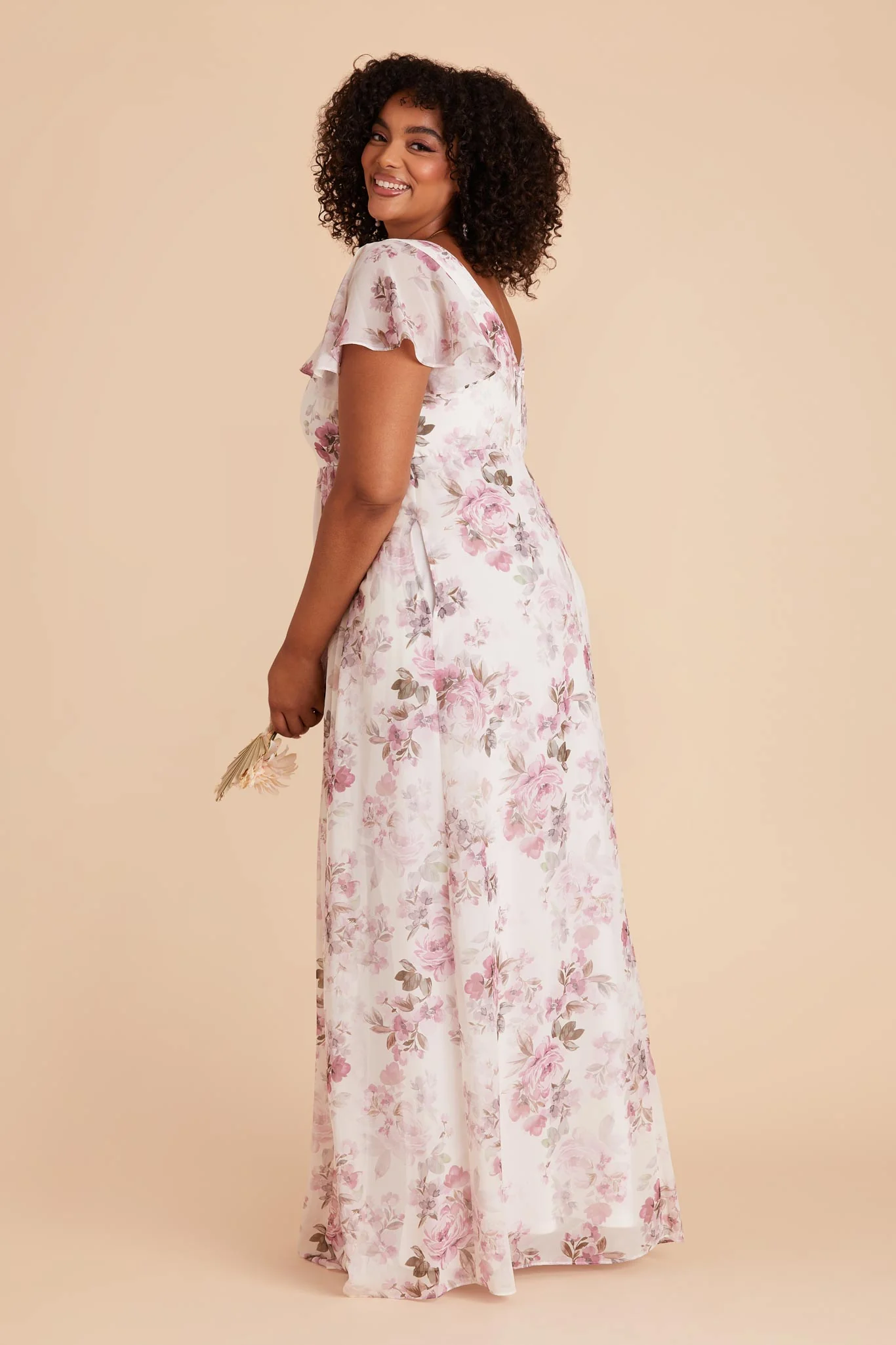Hannah Chiffon Dress - Dusty Pink Peonies - Image 14