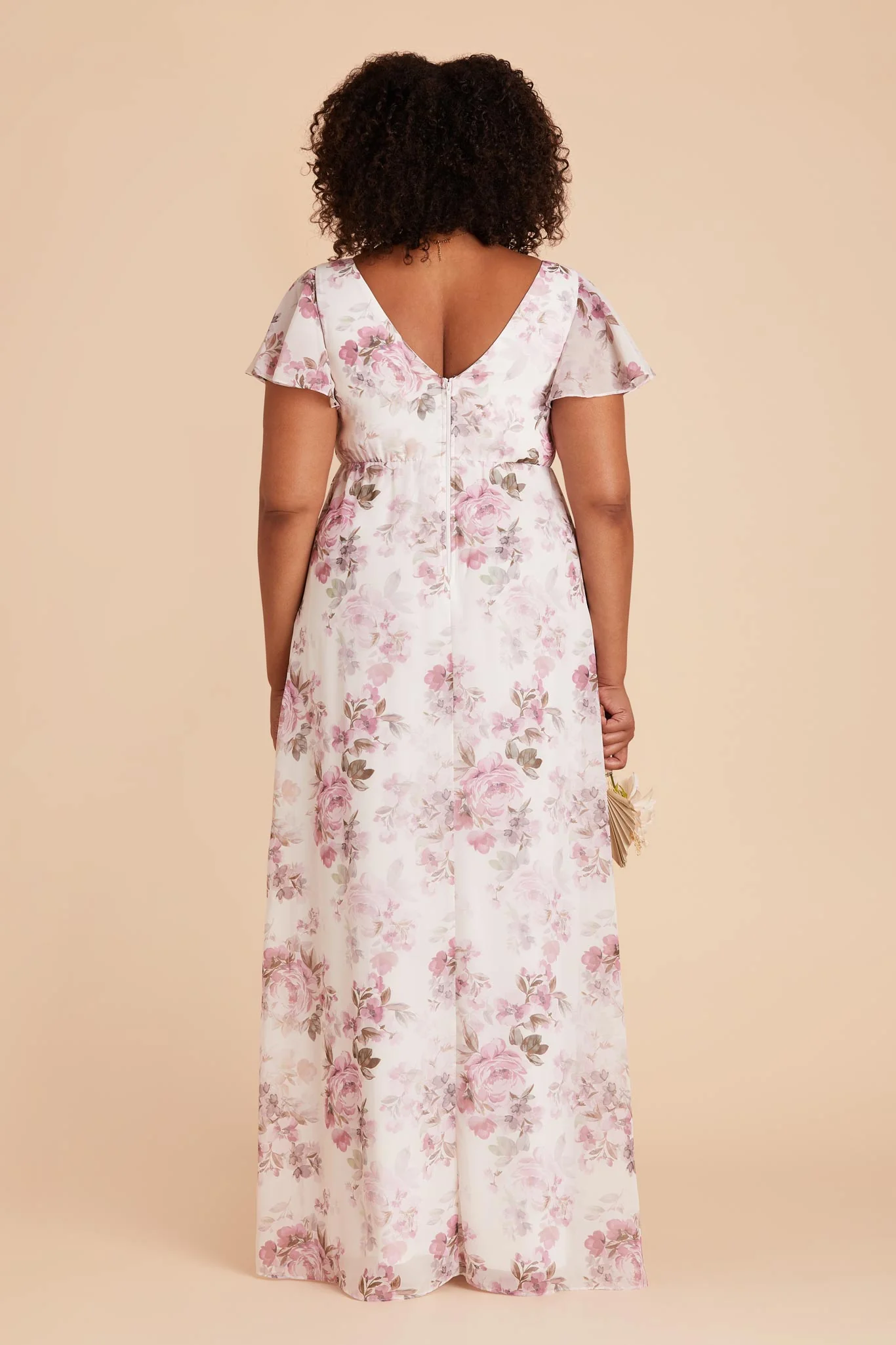 Hannah Chiffon Dress - Dusty Pink Peonies - Image 15