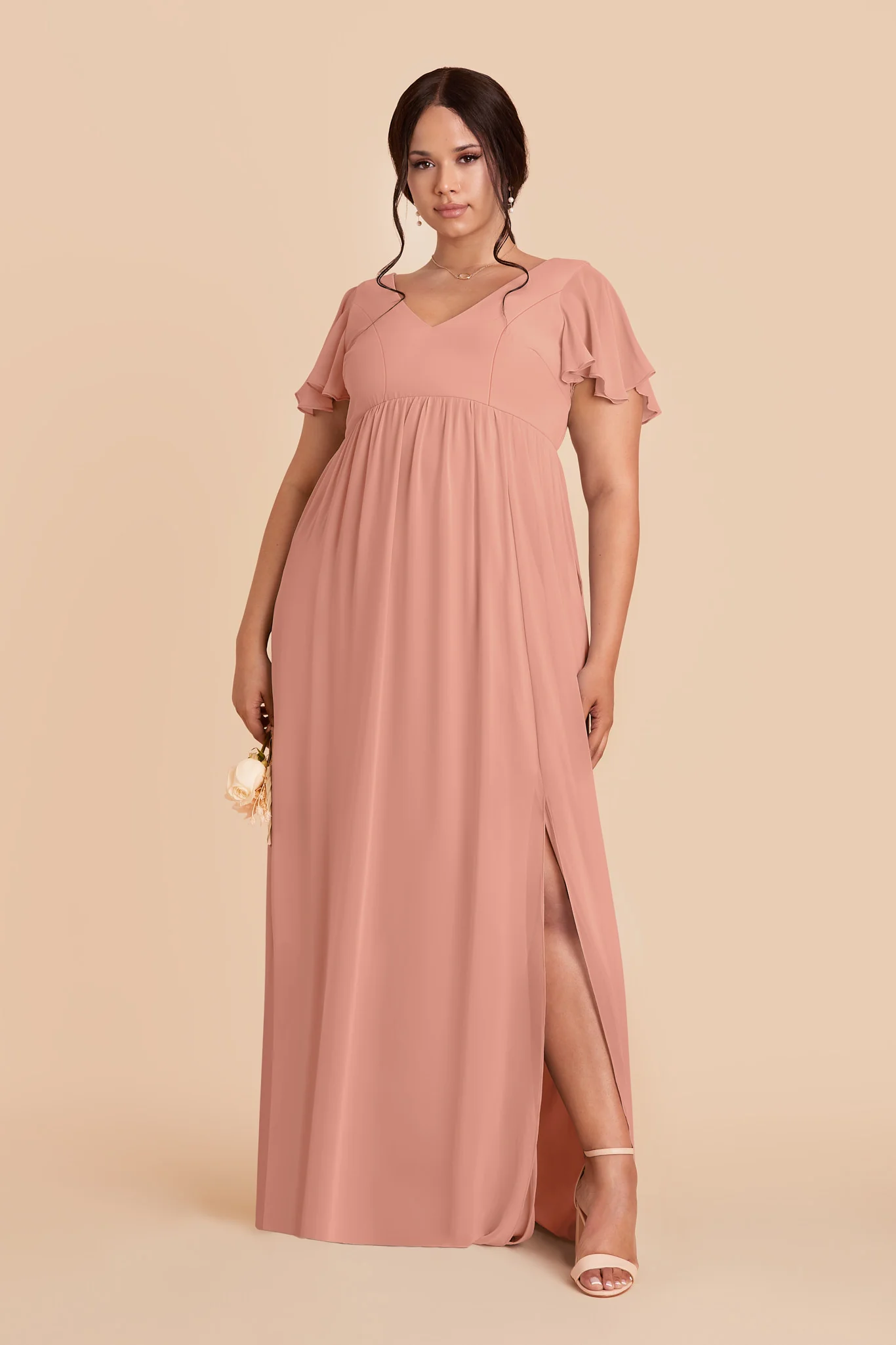 Hannah Chiffon Dress - Dusty Rose - Image 2
