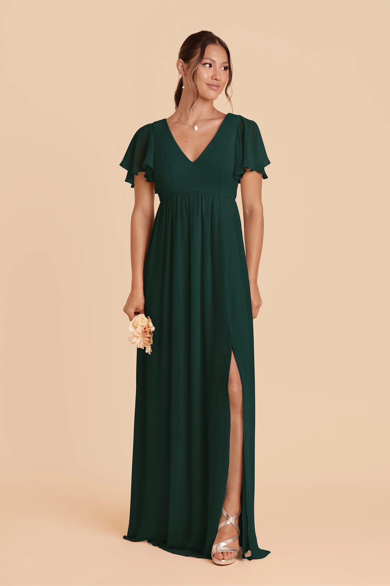 Hannah Chiffon Dress - Emerald