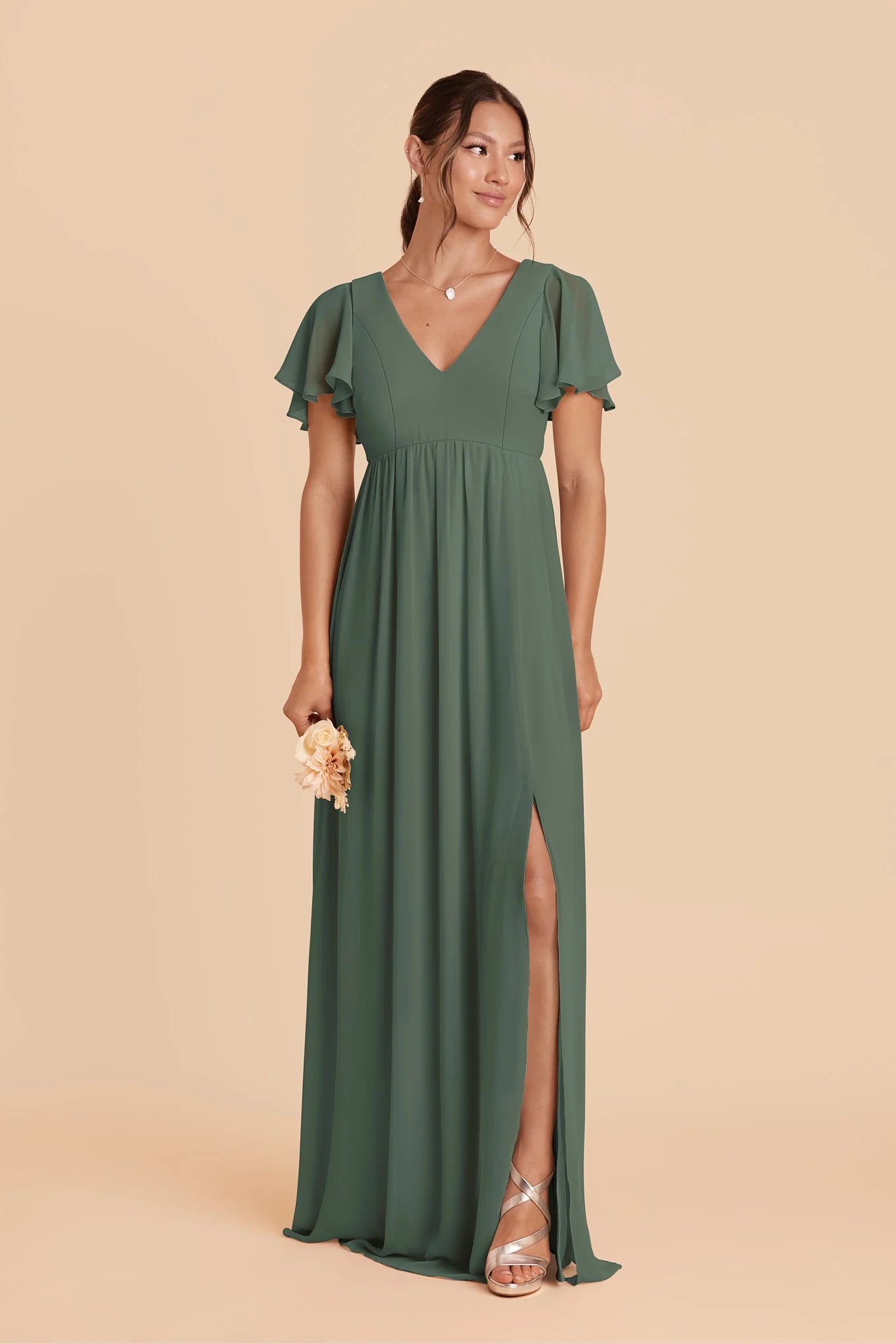Hannah Chiffon Dress - Eucalyptus
