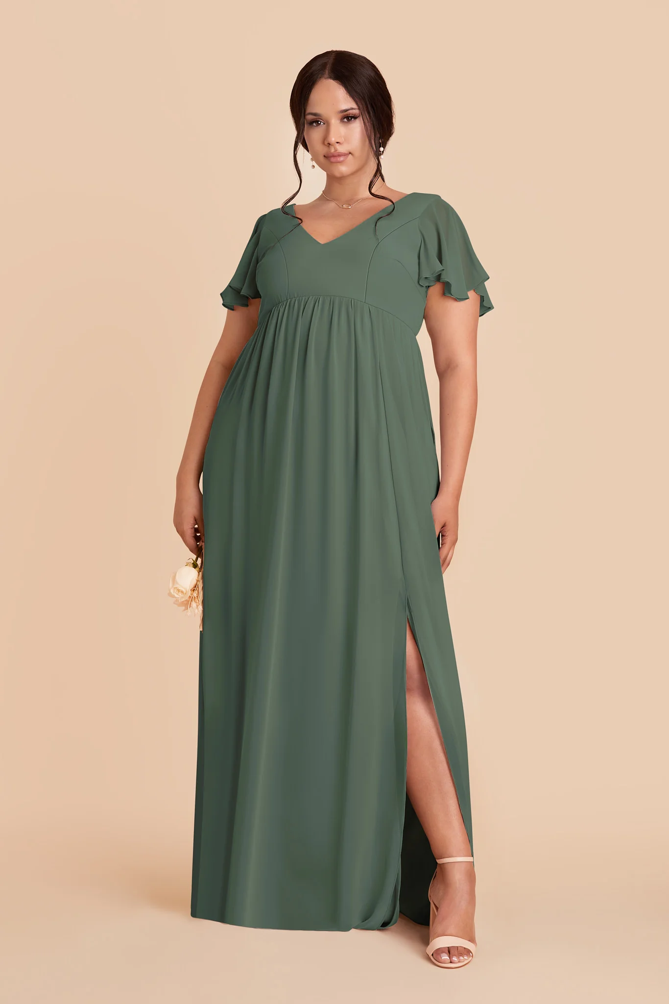 Hannah Chiffon Dress - Eucalyptus - Image 2