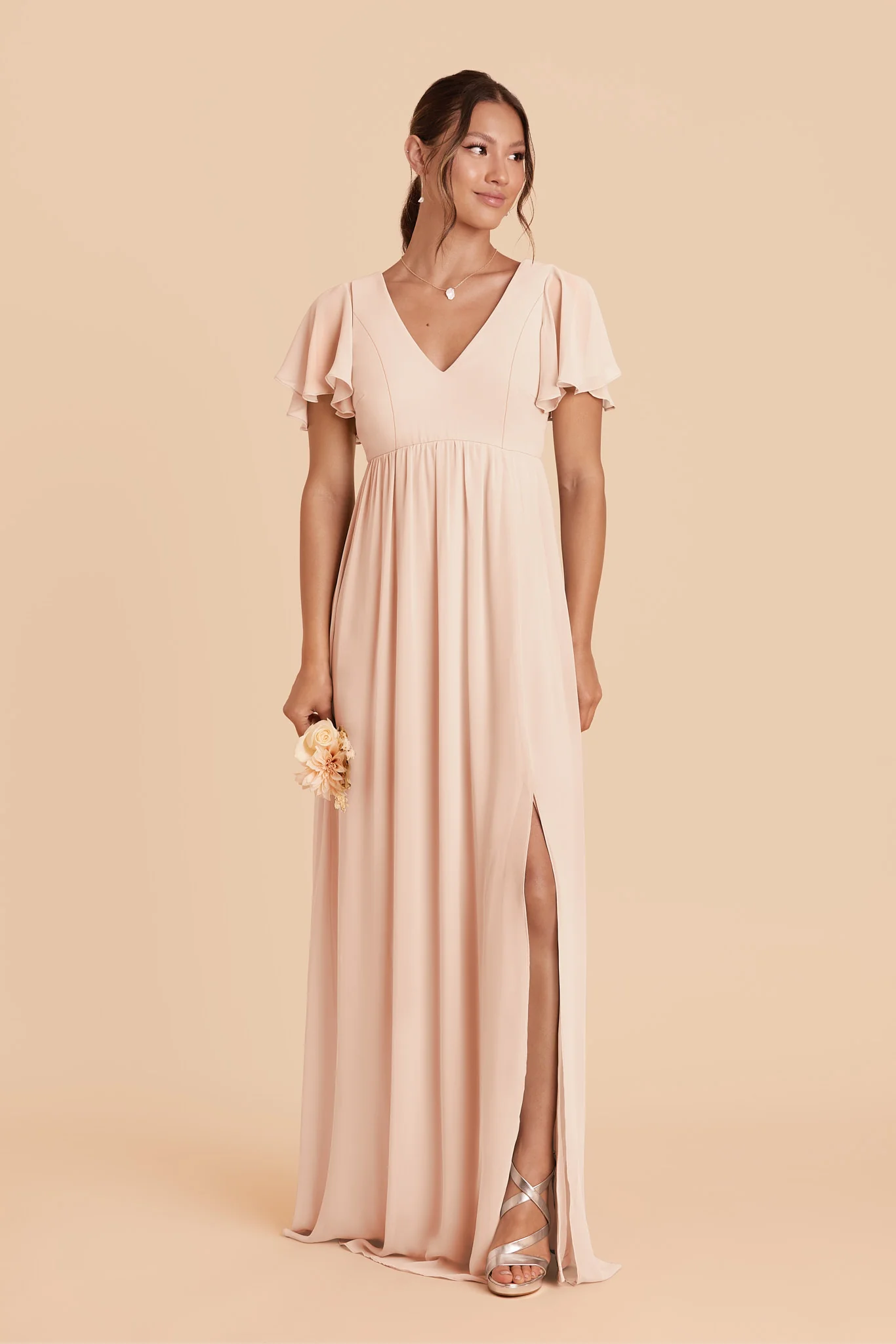 Hannah Chiffon Dress - Pale Blush