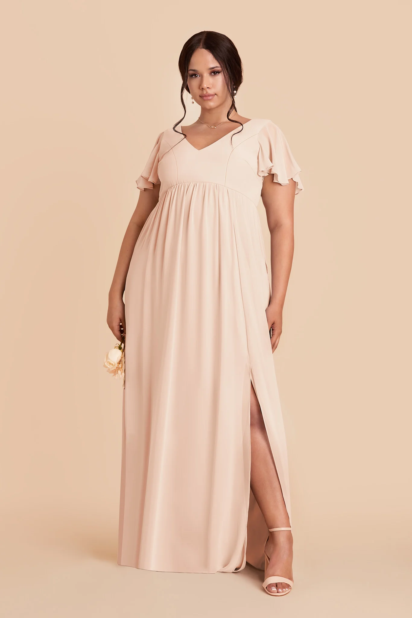 Hannah Chiffon Dress - Pale Blush - Image 2