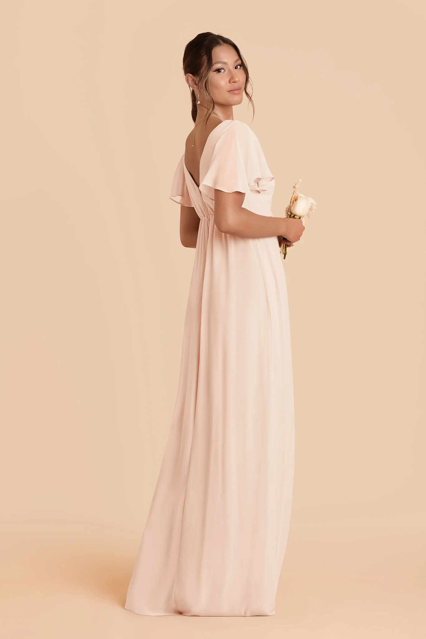 Hannah Chiffon Dress - Pale Blush - Image 3