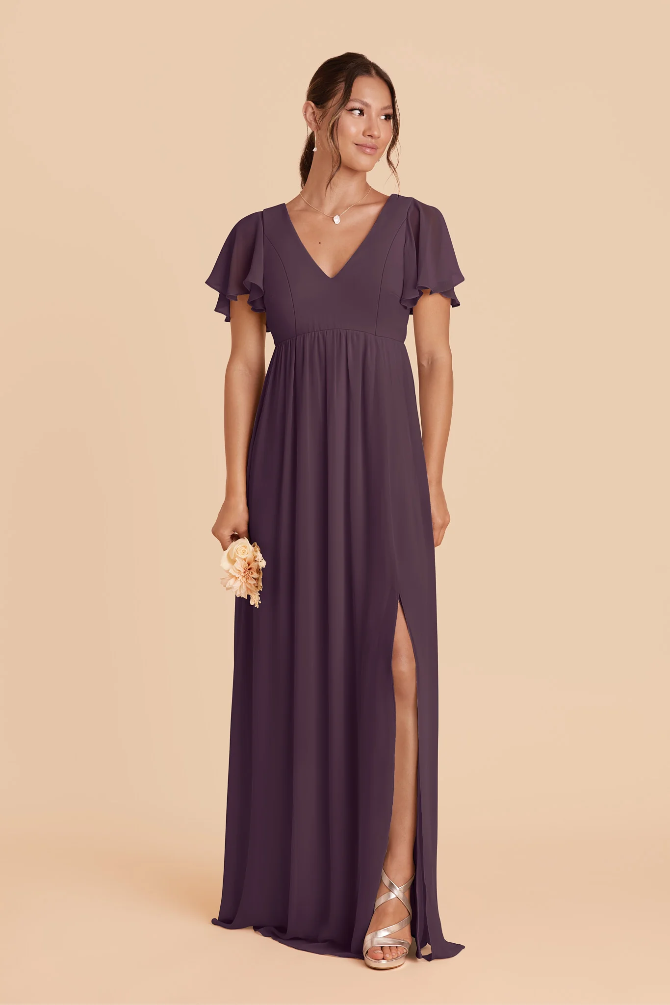 Hannah Chiffon Dress - Plum