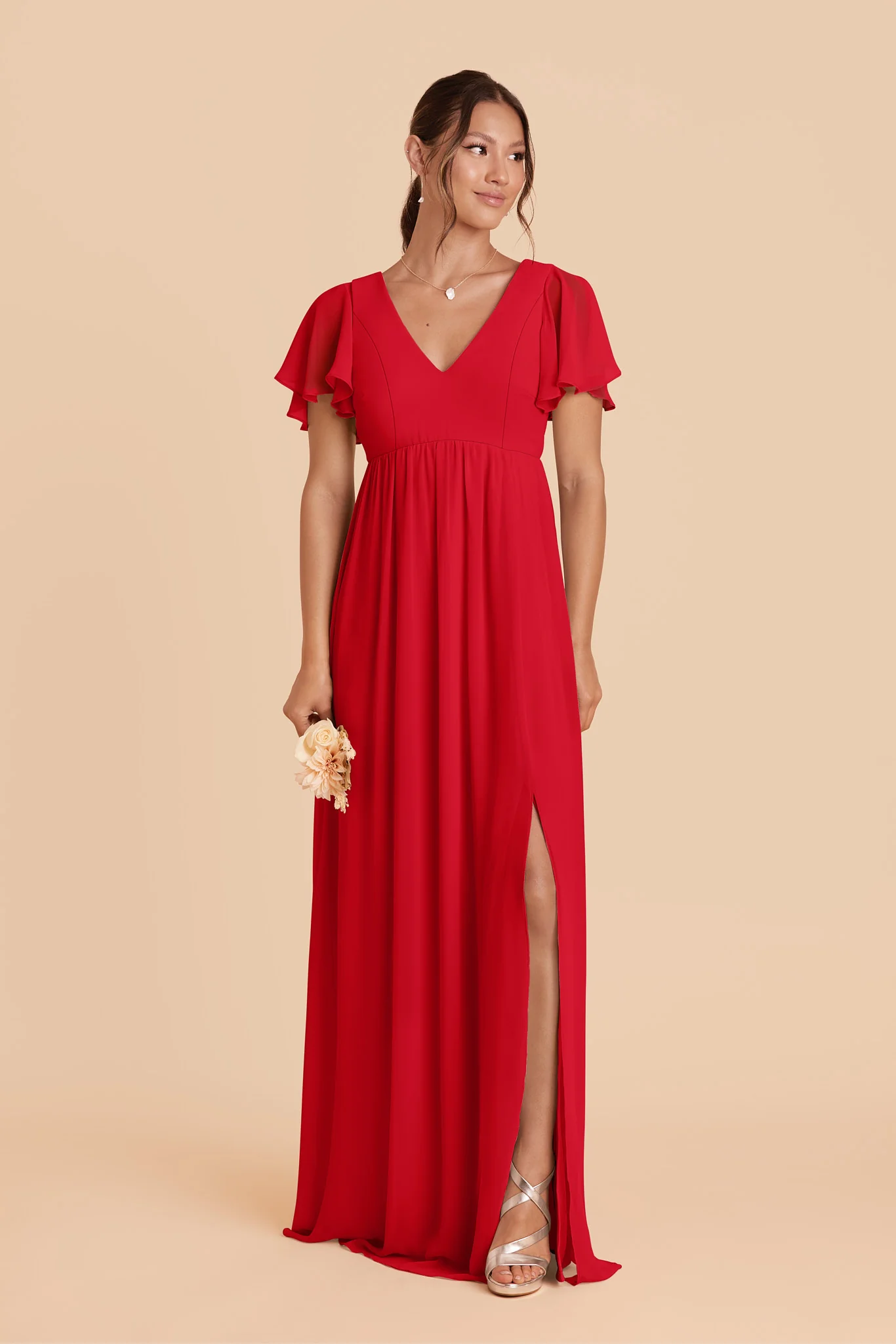 Hannah Chiffon Dress - Ruby Red
