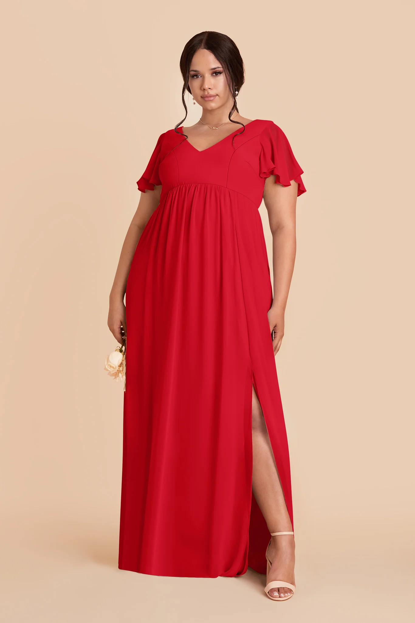 Hannah Chiffon Dress - Ruby Red - Image 2
