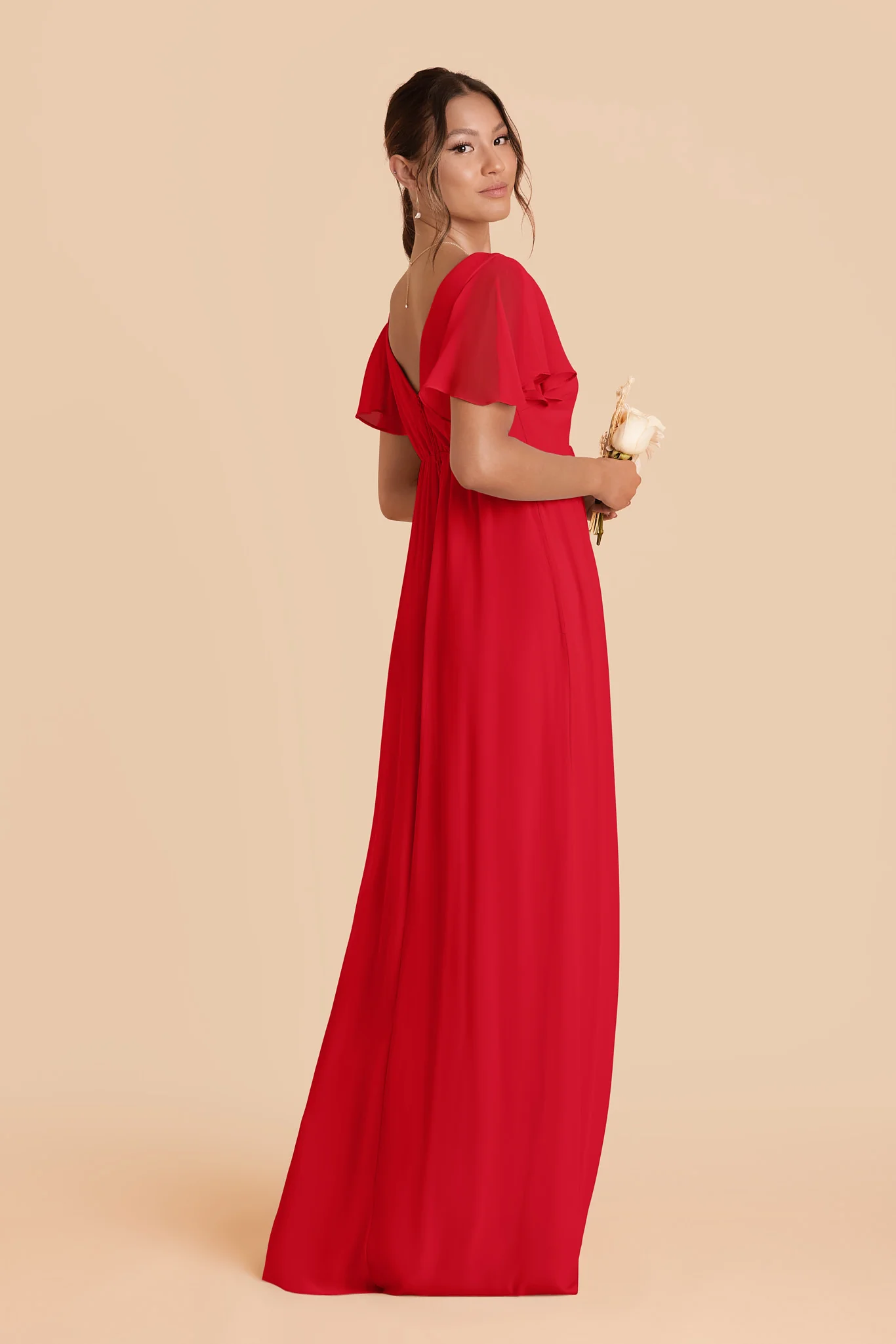 Hannah Chiffon Dress - Ruby Red - Image 3