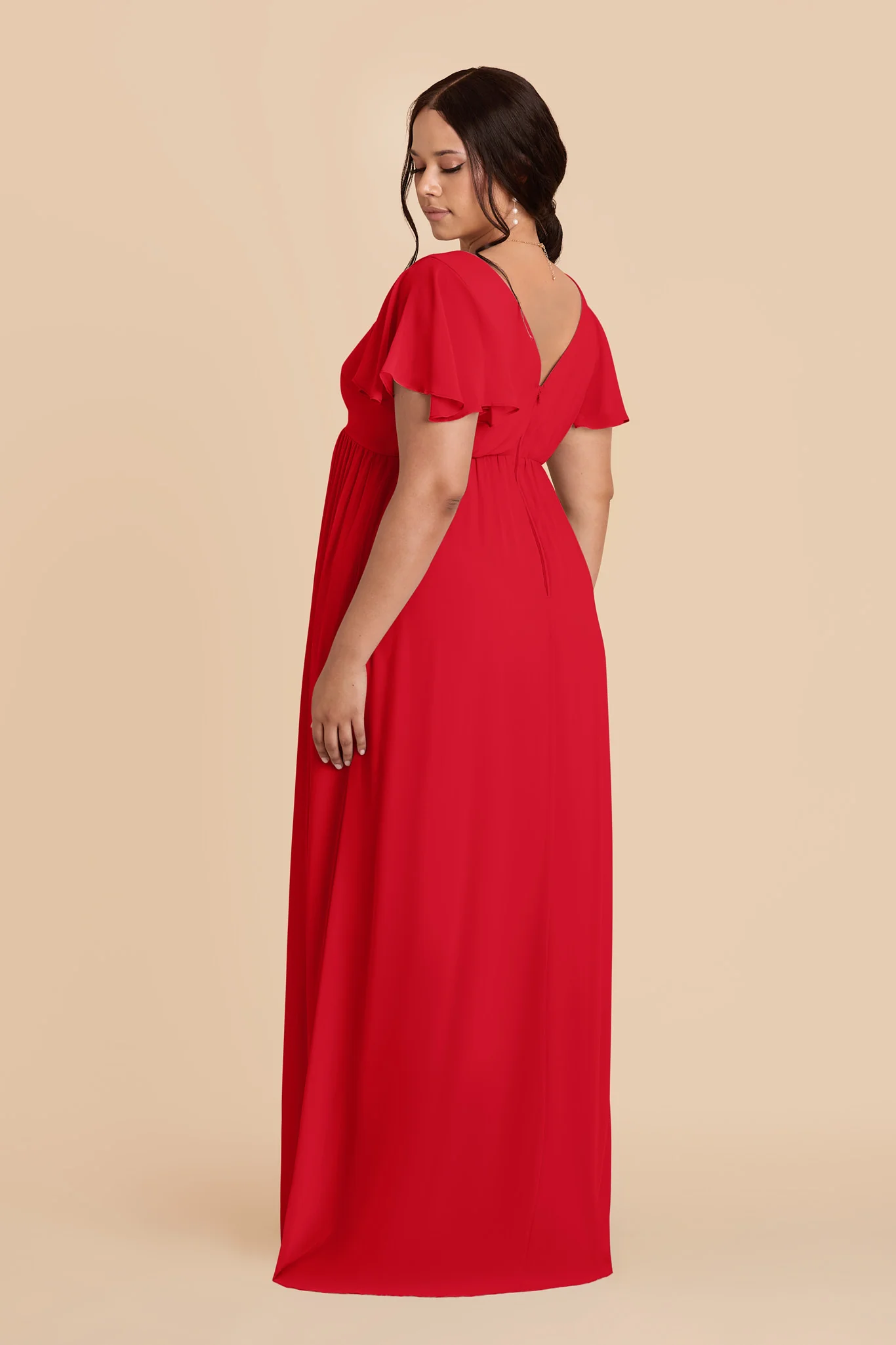 Hannah Chiffon Dress - Ruby Red - Image 4